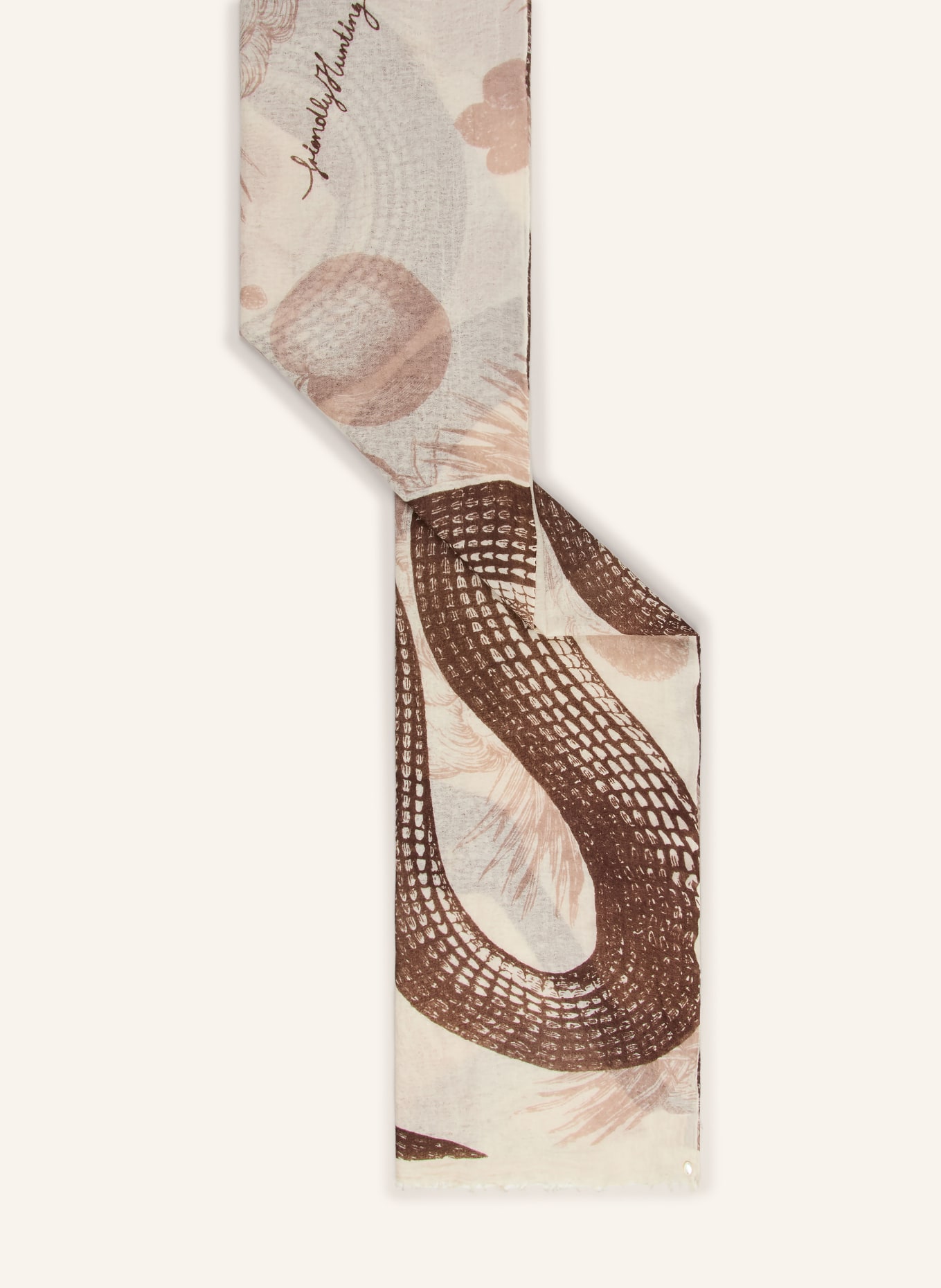 friendly hunting Cashmere-Schal GARDEN EDEN: CREME / DUNKELBRAUN / BEIGE