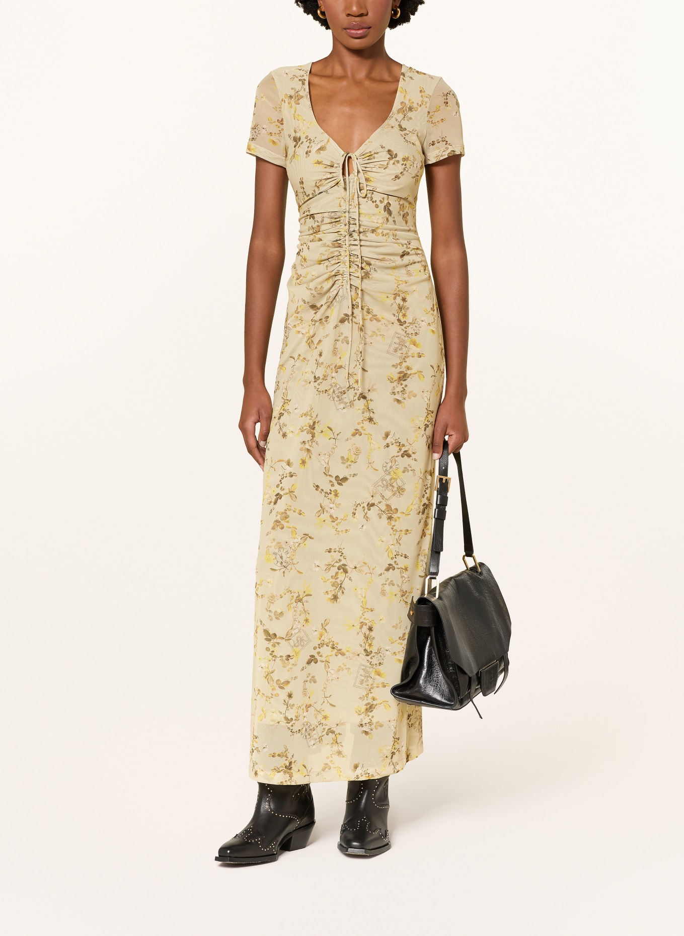 ALLSAINTS Jersey dress GABBY: LIGHT GREEN / YELLOW / WHITE