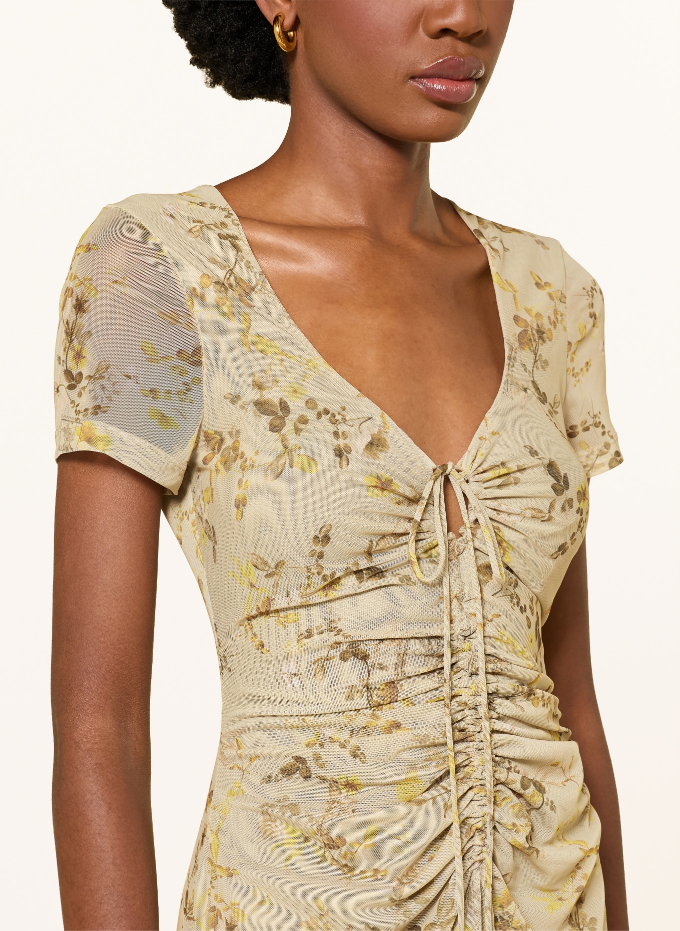 ALLSAINTS Jersey dress GABBY: LIGHT GREEN / YELLOW / WHITE