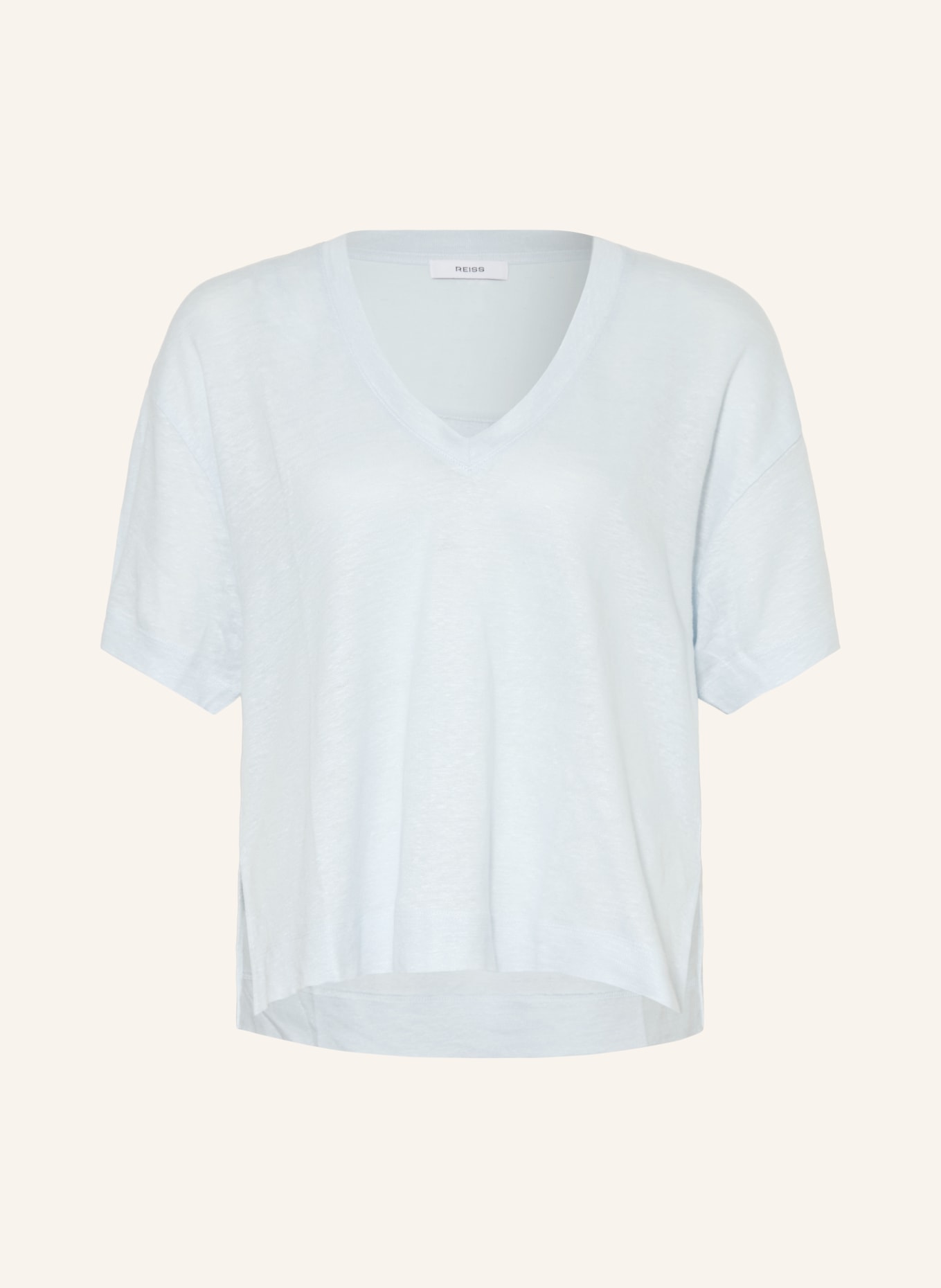 REISS T-shirt EMBER en lin: BLEU CLAIR