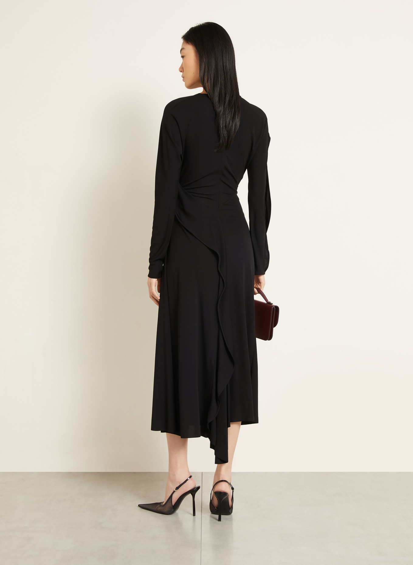 VICTORIA BECKHAM Evening dress with flounces: BLACK