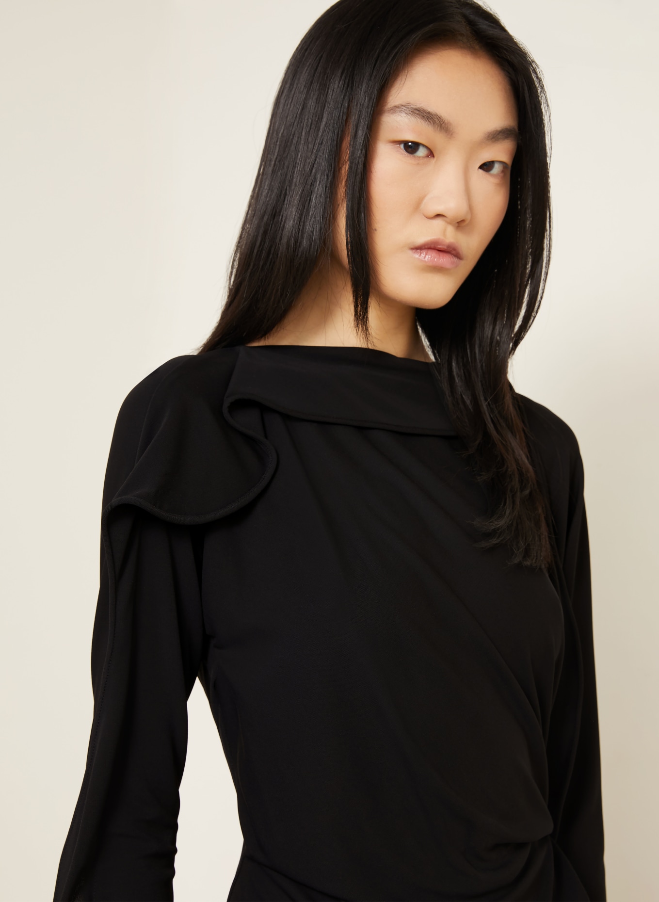 VICTORIA BECKHAM Evening dress with flounces: BLACK