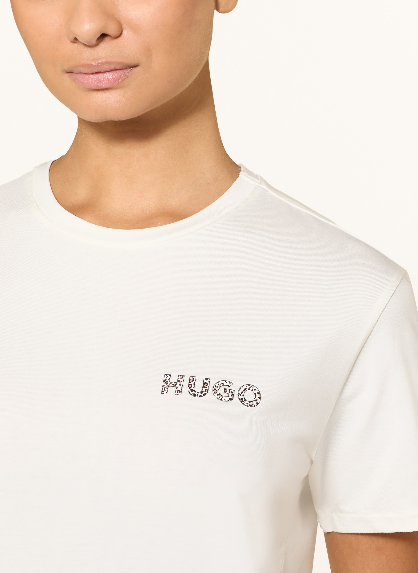 HUGO Chemise de nuit NIGHT: BLANC / MARRON / NOIR
