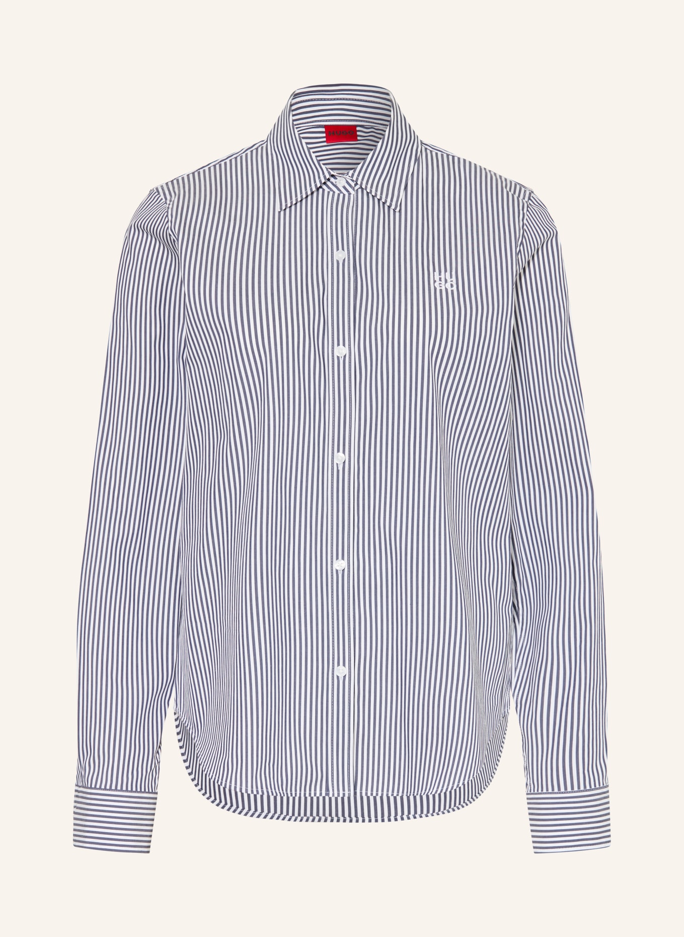 HUGO Shirt blouse THE ESSENTIAL SHIRT: DARK BLUE / WHITE