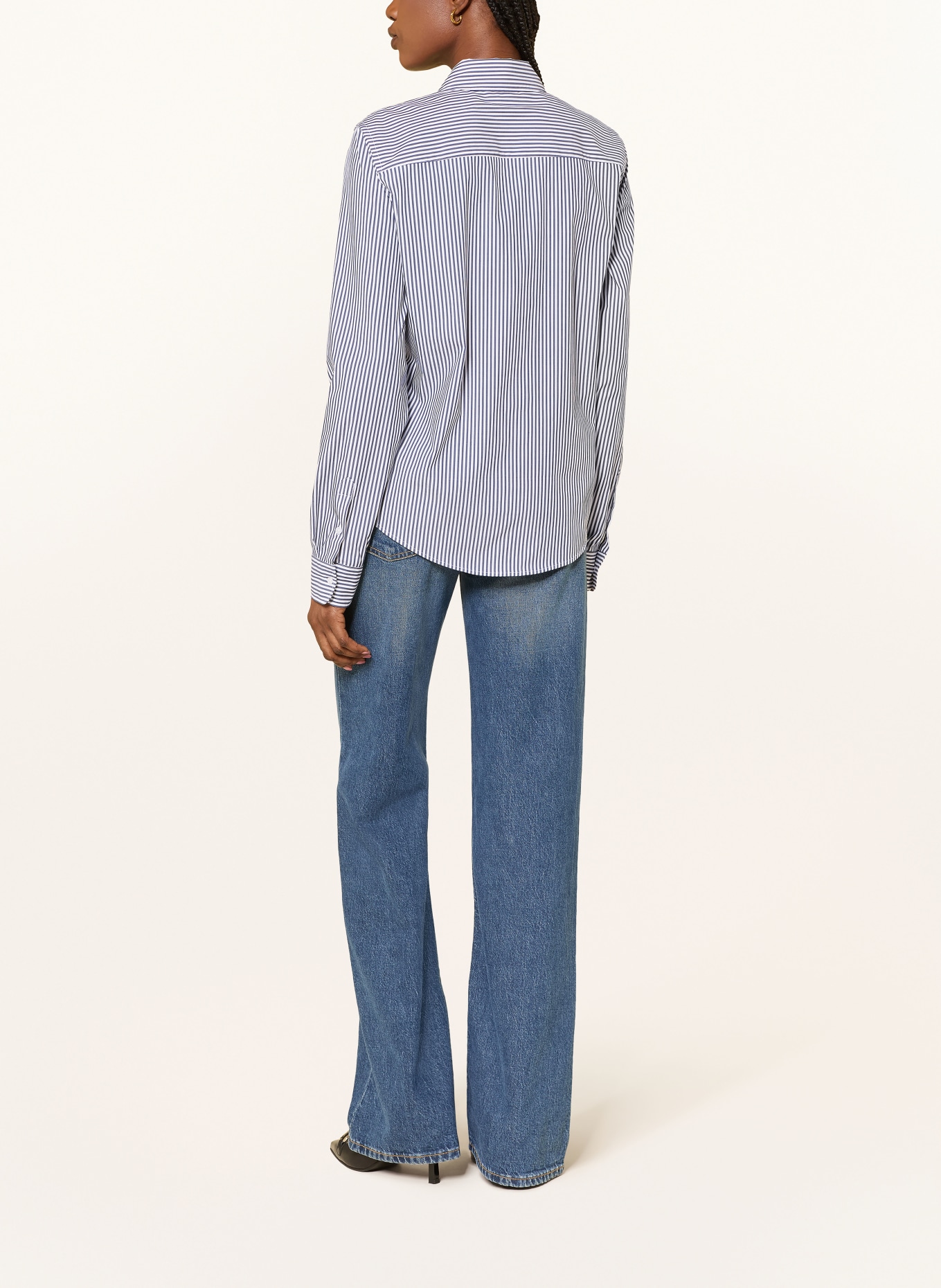 HUGO Shirt blouse THE ESSENTIAL SHIRT: DARK BLUE / WHITE