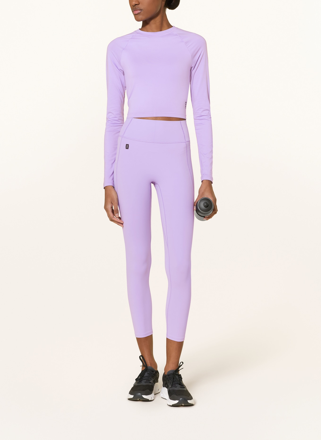 On STUDIO Cropped Long-Sleeve Top: LIGHT PURPLE