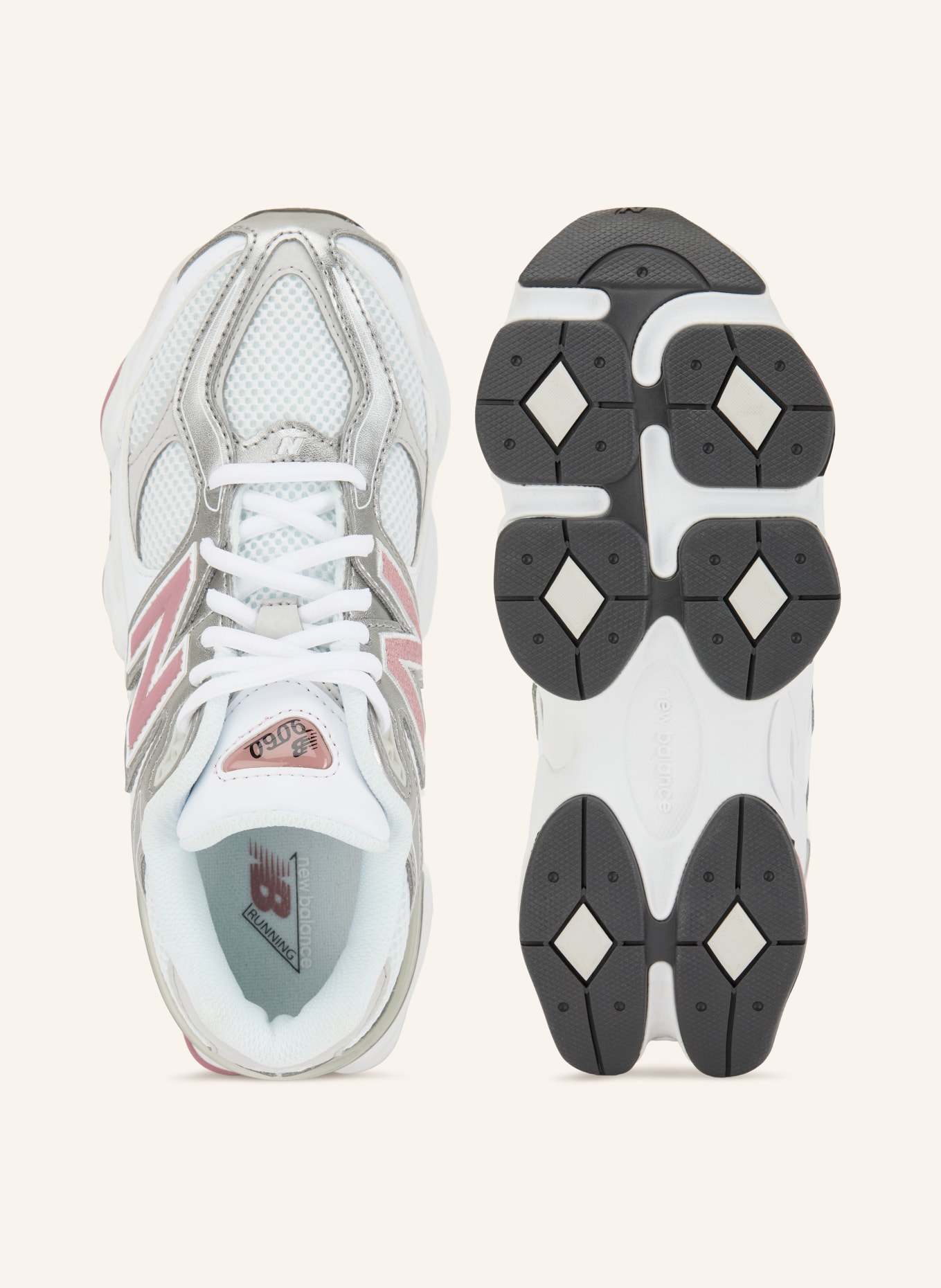 new balance Sneaker 9060: WEISS / SILBER / ALTROSA