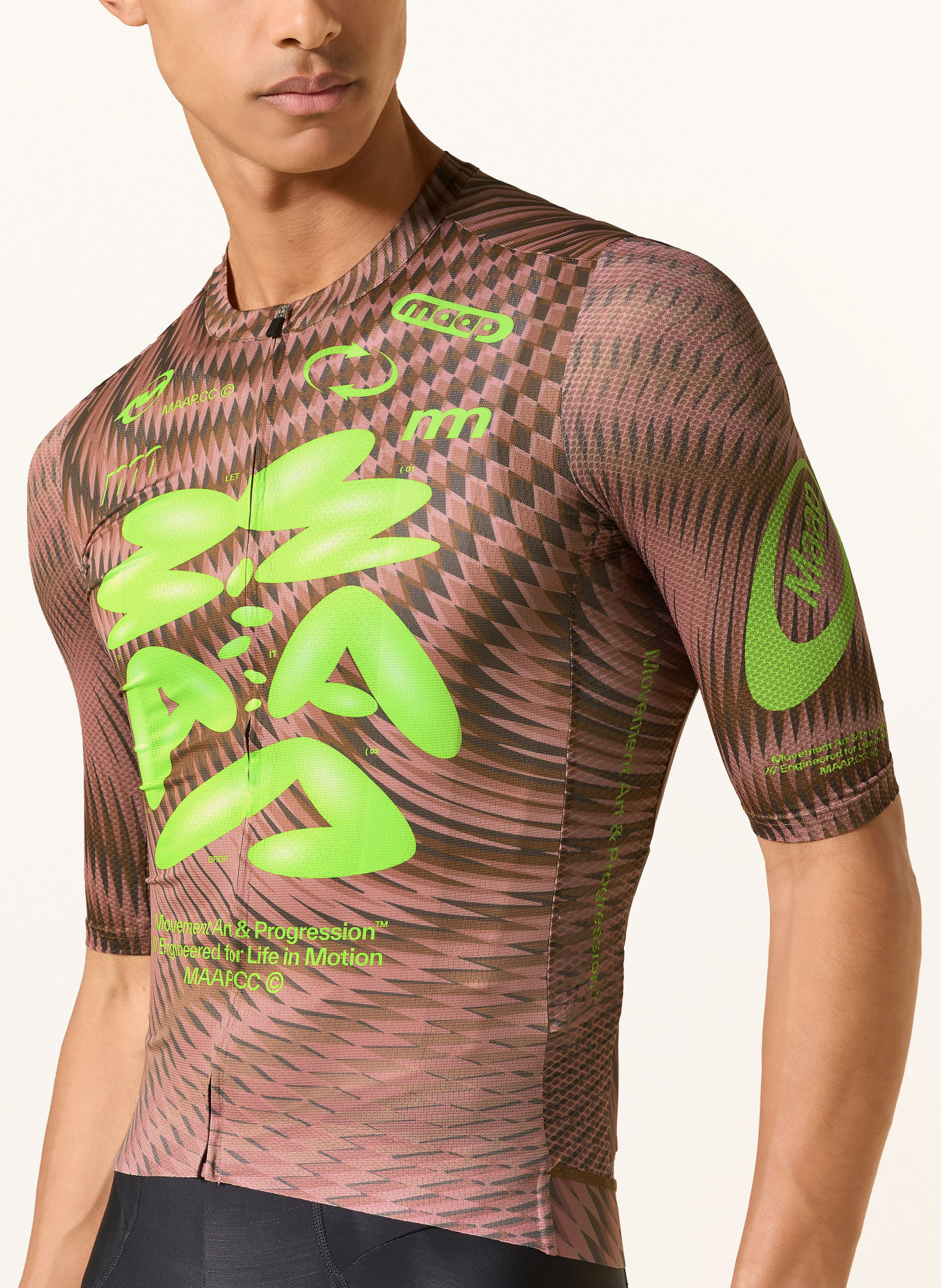 MAAP Radtrikot SPECTRUM PRO AIR JERSEY 3.0: HELLROT / DUNKELGRAU / NEONGRÜN