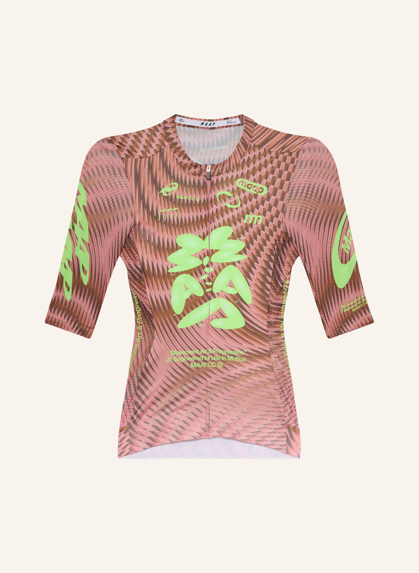 MAAP Fietsshirt SPECTRUM PRO AIR JERSEY 3.0: VIEUX ROSE / MARRON FONCÉ / NEONGROEN