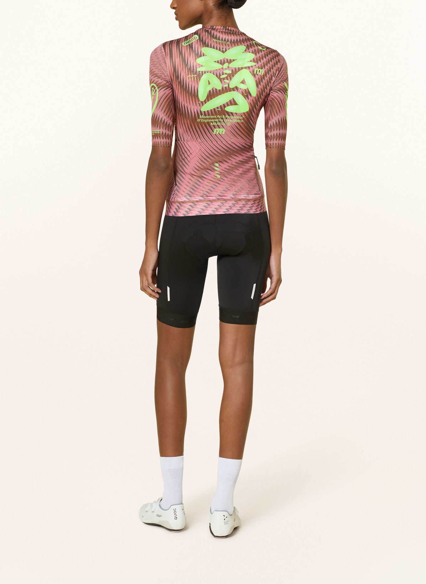 MAAP Fietsshirt SPECTRUM PRO AIR JERSEY 3.0: VIEUX ROSE / MARRON FONCÉ / NEONGROEN