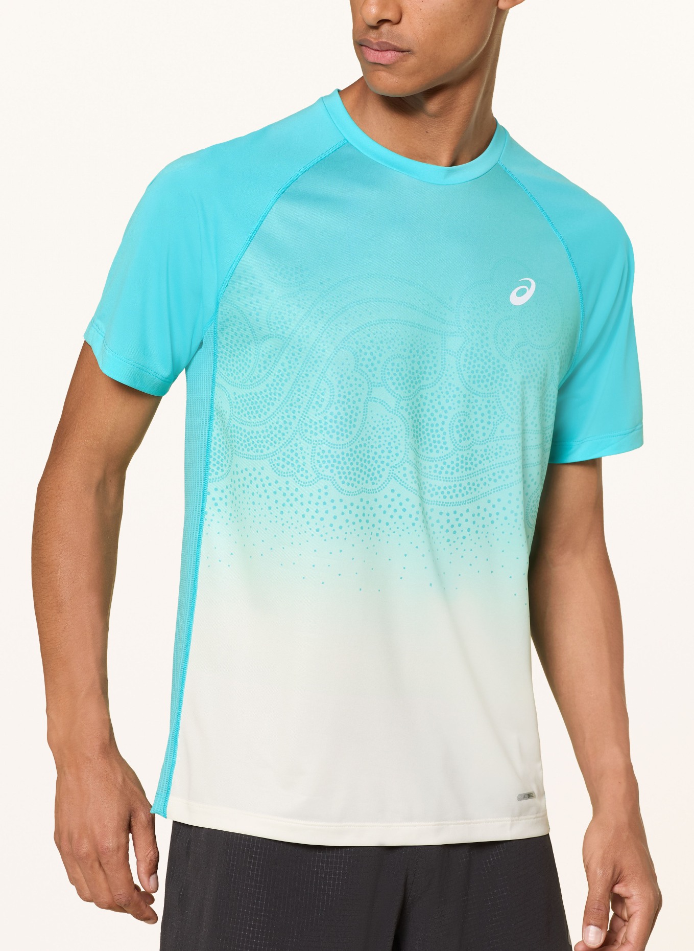 ASICS T-shirt de course ROAD FADE: TURQUOISE / BLANC