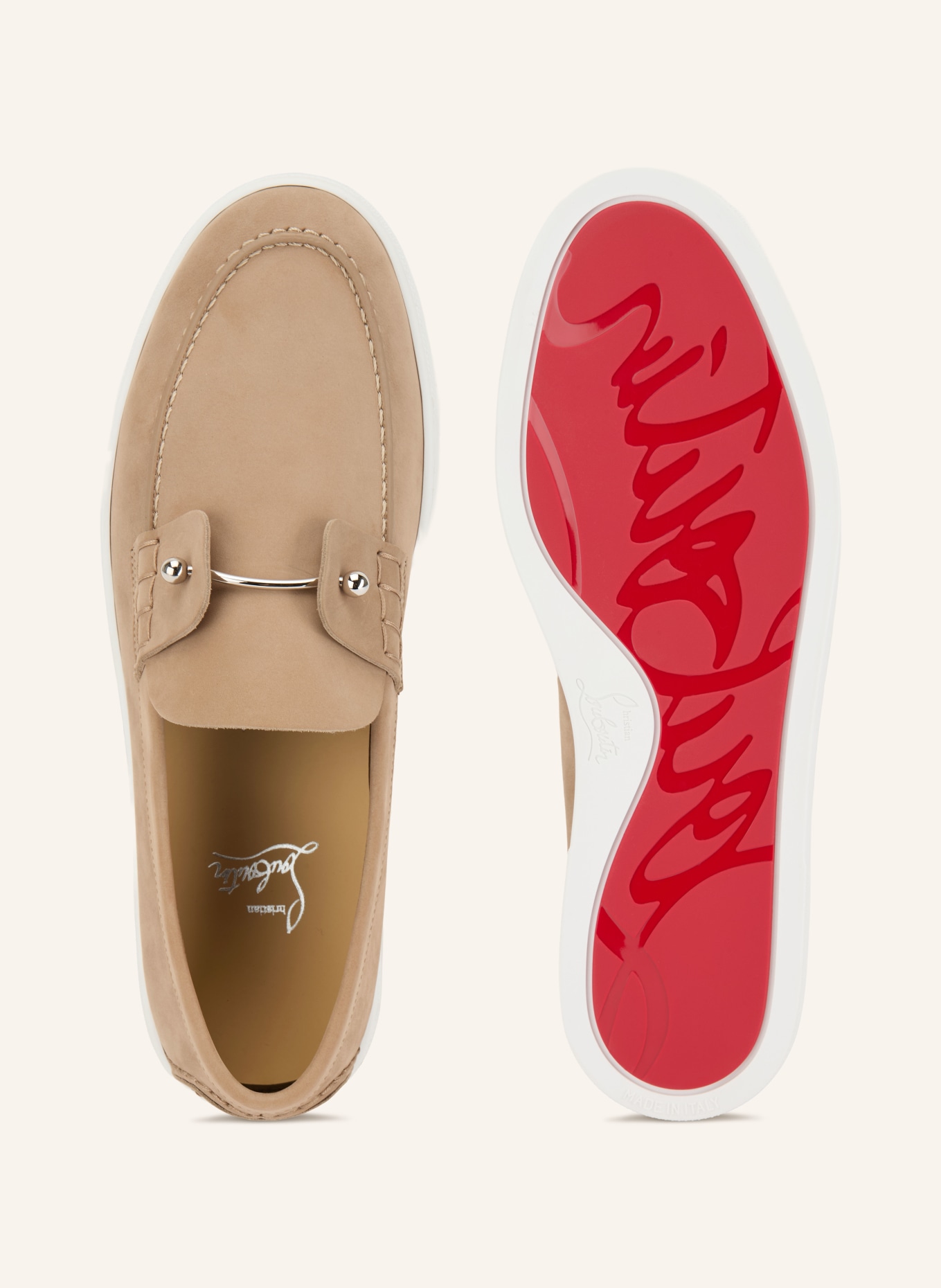 Christian Louboutin Loafer CHAMBELIBOAT: HELLBRAUN / SILBER