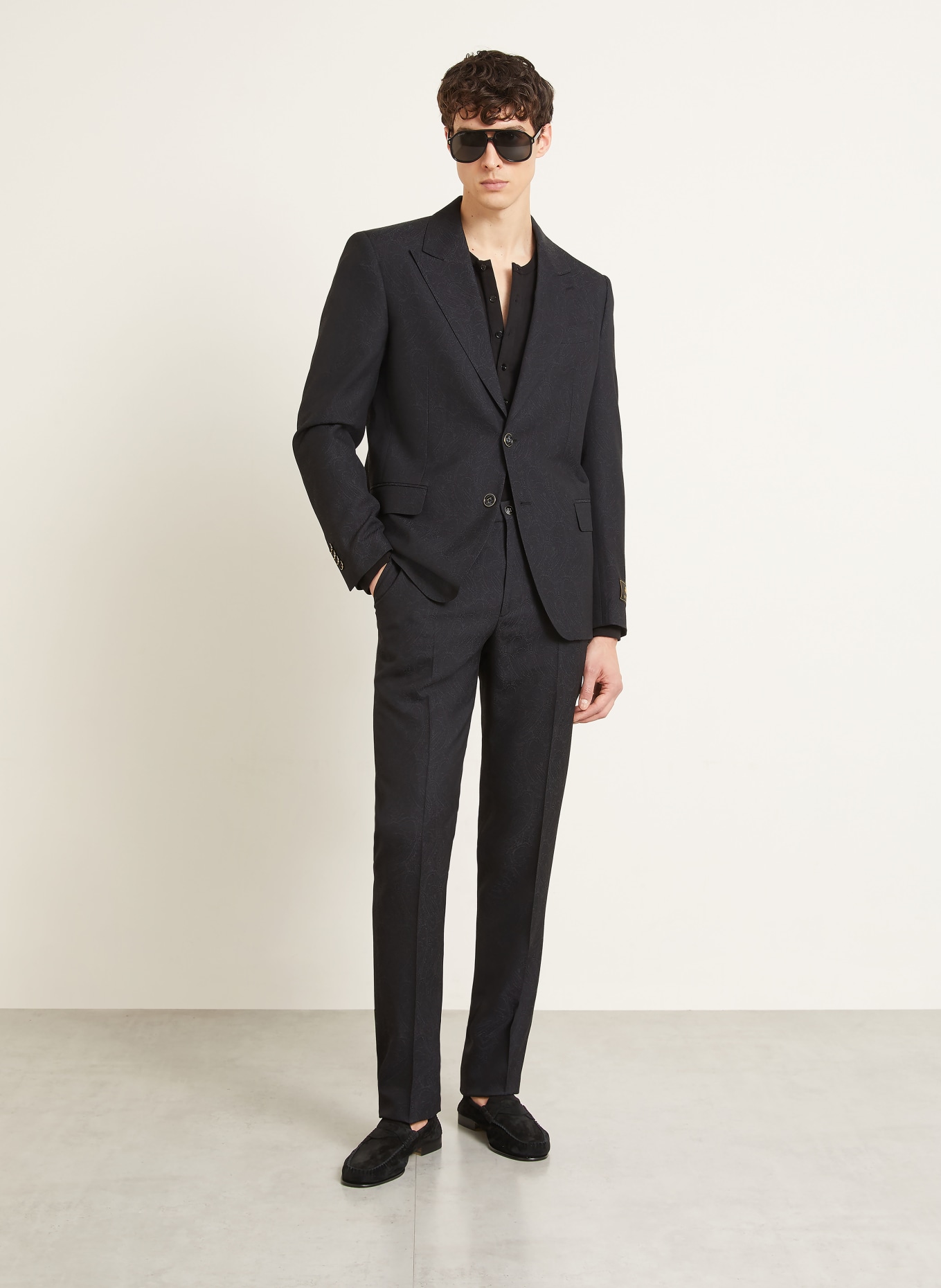 ETRO Slim fit-kostymbyxor i jacquard: N0000 BLACK