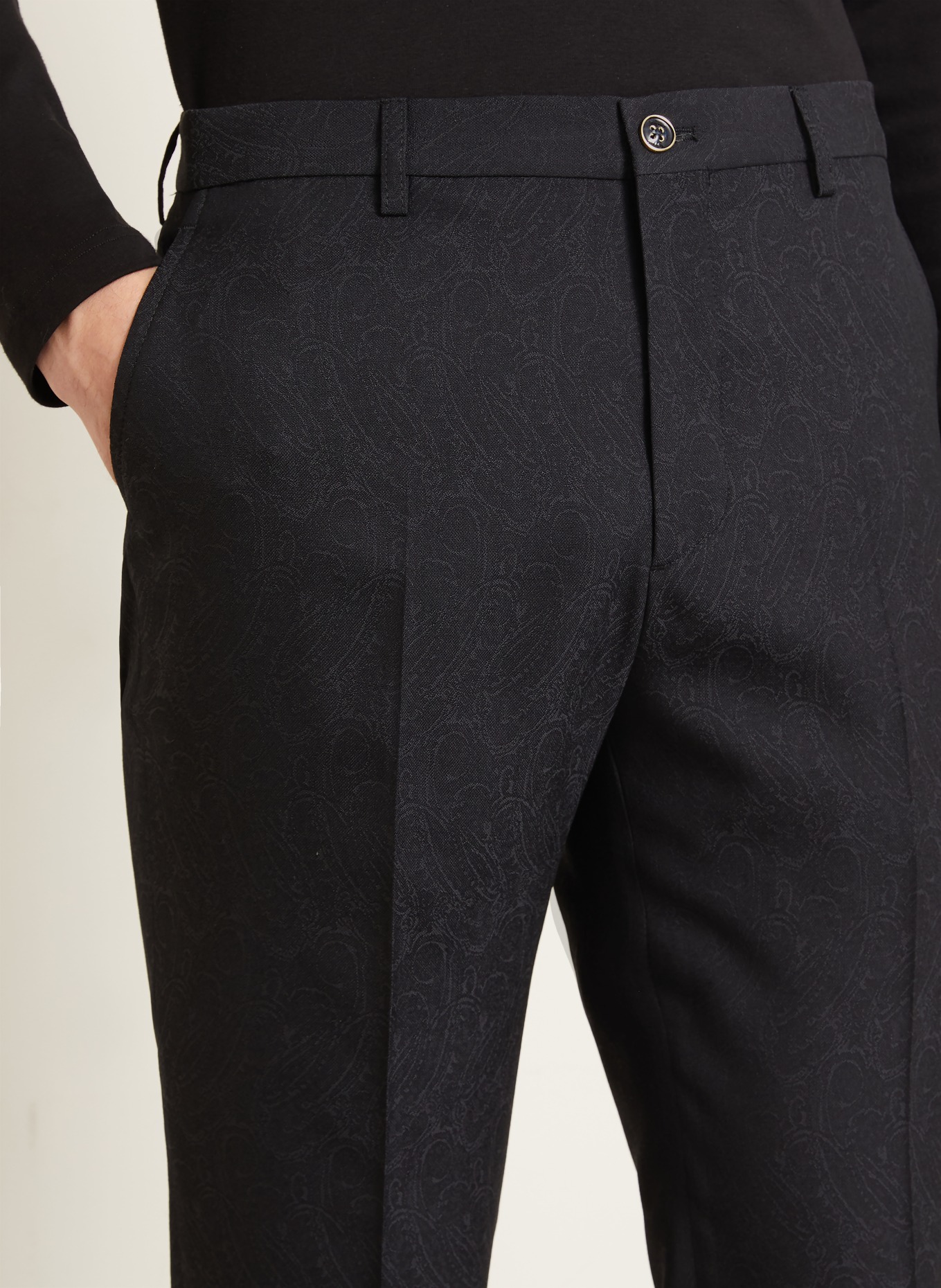 ETRO Slim fit-kostymbyxor i jacquard: N0000 BLACK