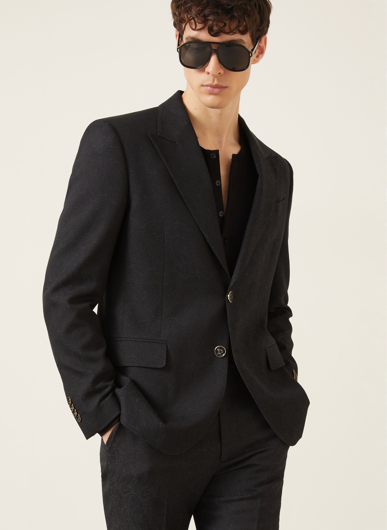 ETRO Slim fit colbert van jacquard: N0000 BLACK