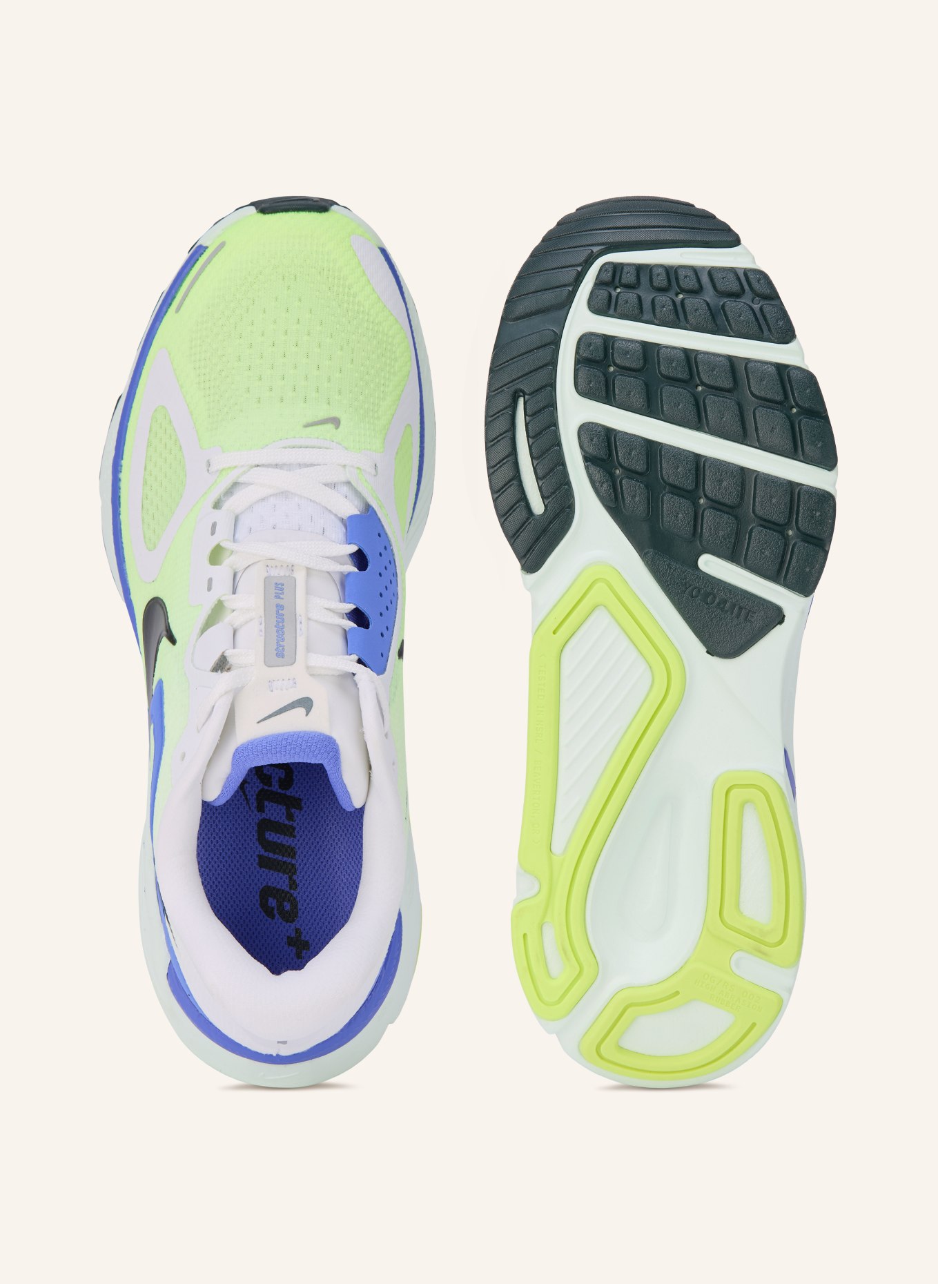 Nike Laufschuhe STRUCTURE PLUS: NEONGRÜN / BLAU / WEISS