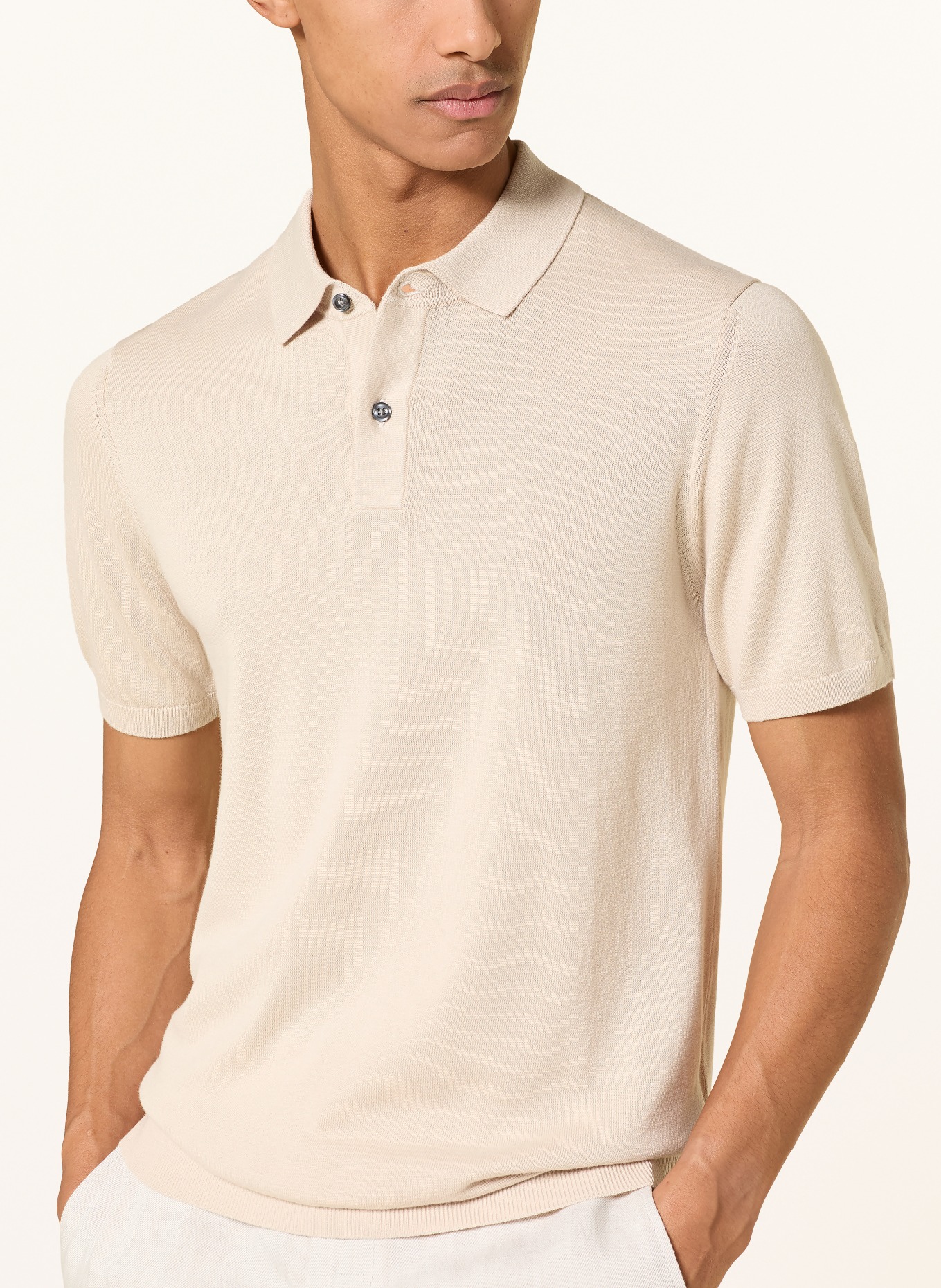 ROY ROBSON knitted polo shirt: BEIGE