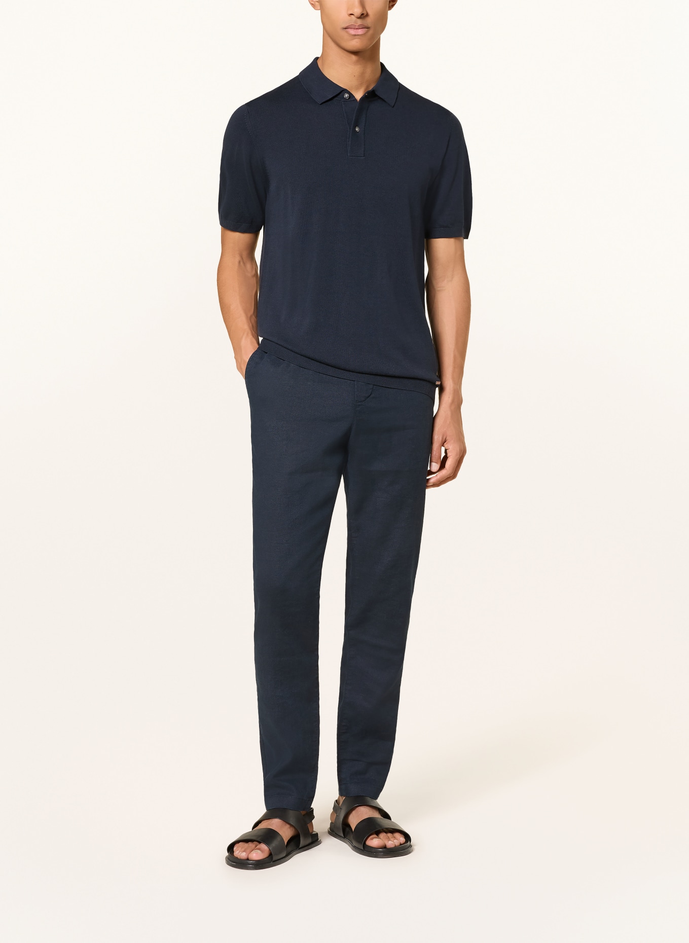 ROY ROBSON knitted polo shirt: DARK BLUE
