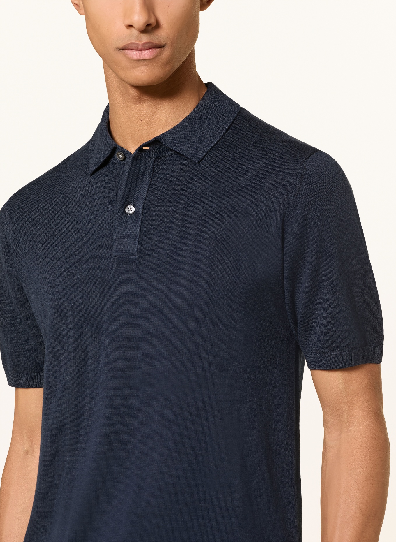 ROY ROBSON knitted polo shirt: DARK BLUE