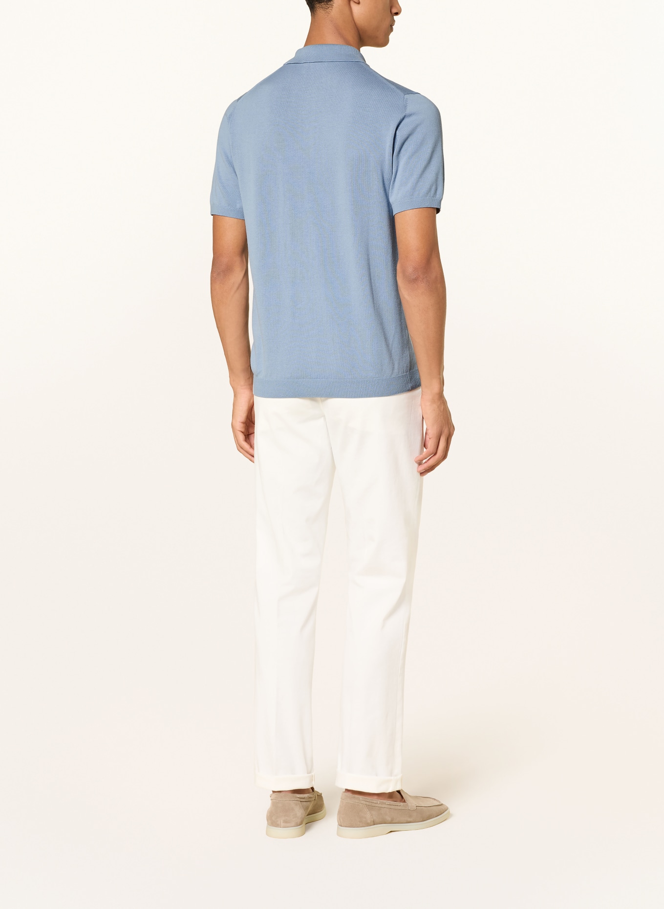 ROY ROBSON knitted polo shirt: BLUE GRAY