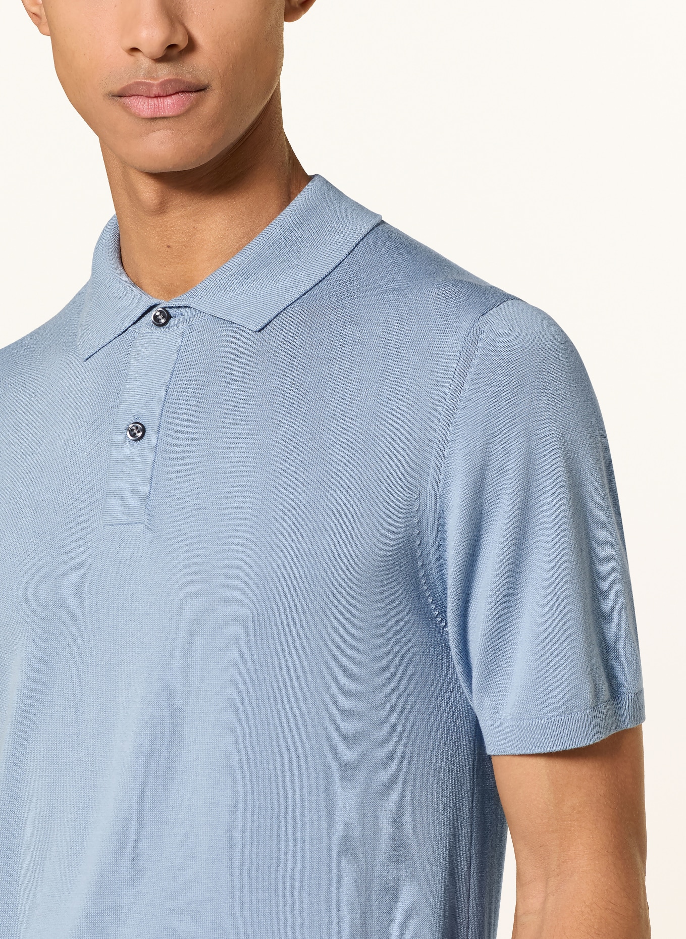 ROY ROBSON knitted polo shirt: BLUE GRAY