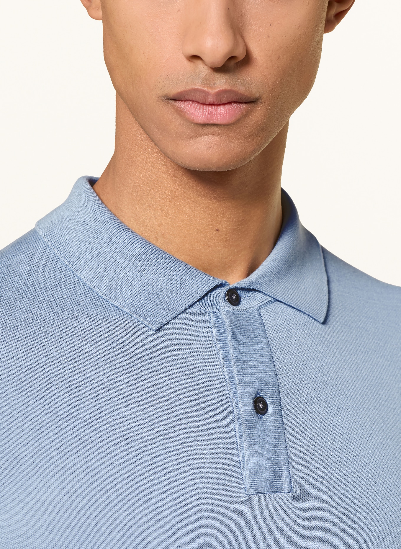 ROY ROBSON knitted polo shirt: BLUE GRAY