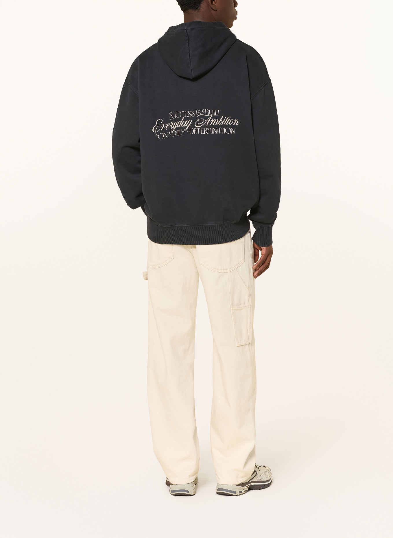 PEGADOR Bluza z kapturem oversize ERNEM: CZARNY / ECRU