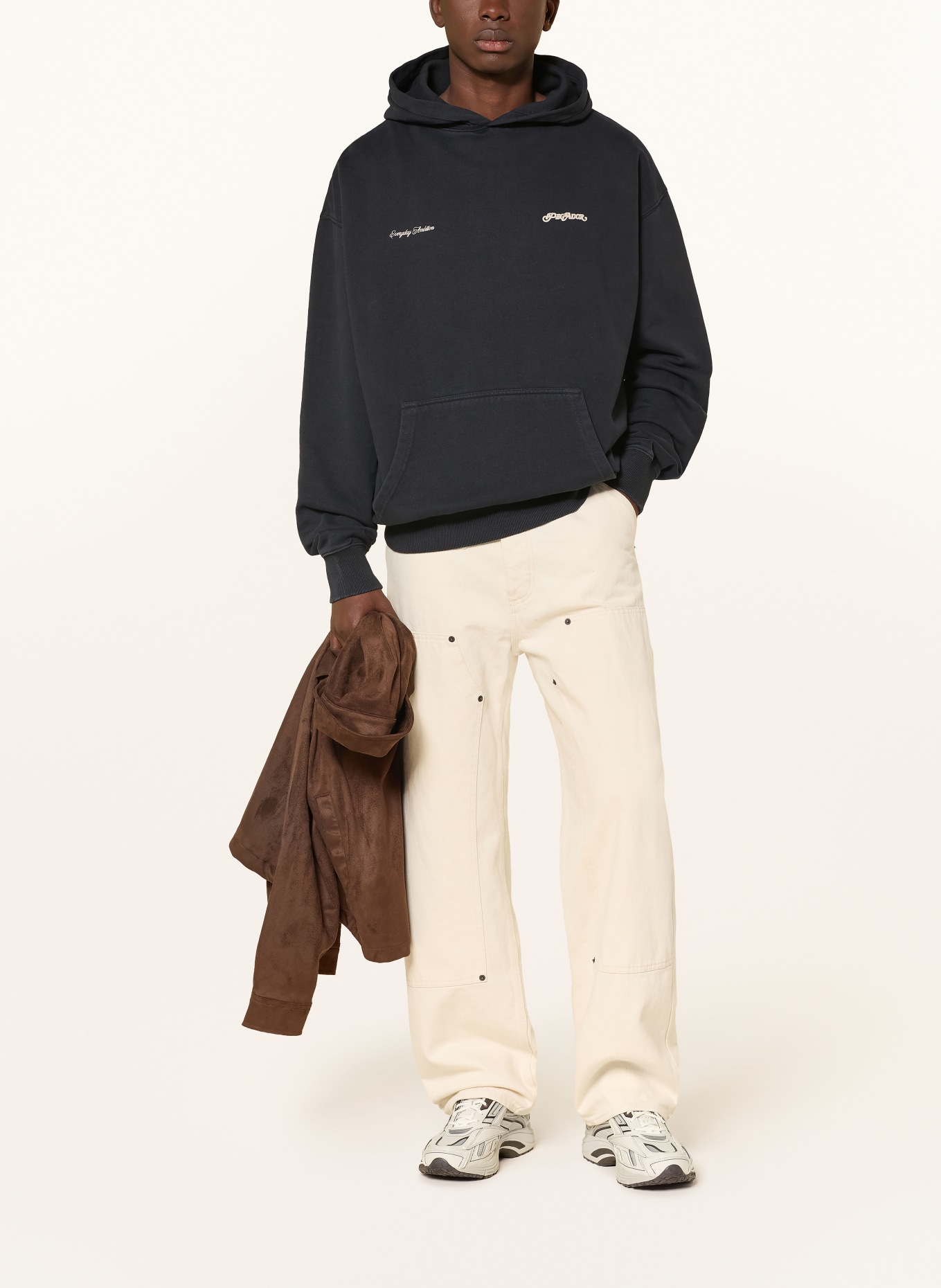 PEGADOR Bluza z kapturem oversize ERNEM: CZARNY / ECRU
