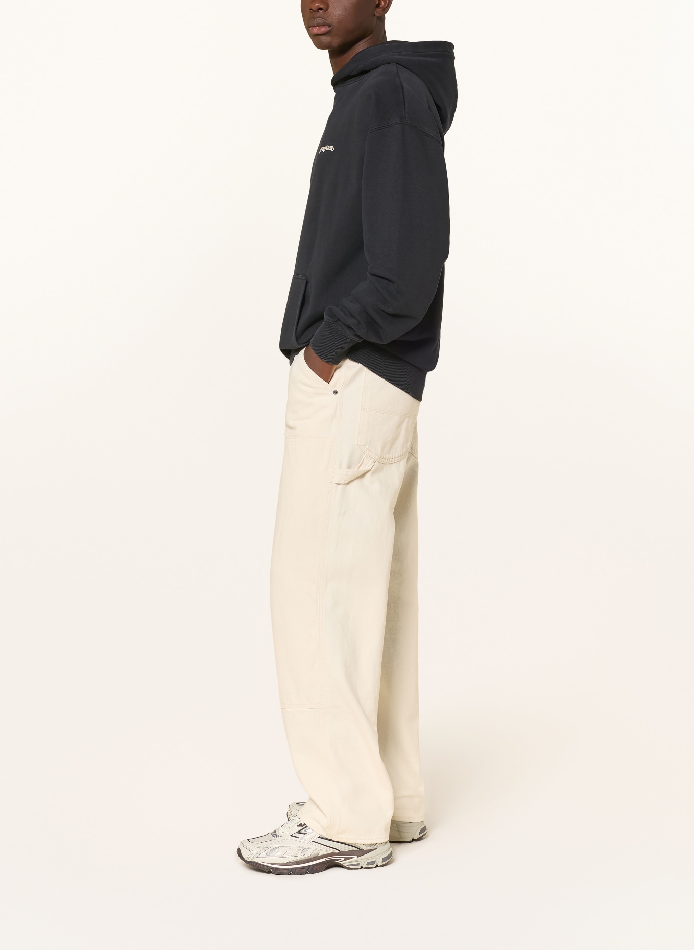 PEGADOR Bluza z kapturem oversize ERNEM: CZARNY / ECRU