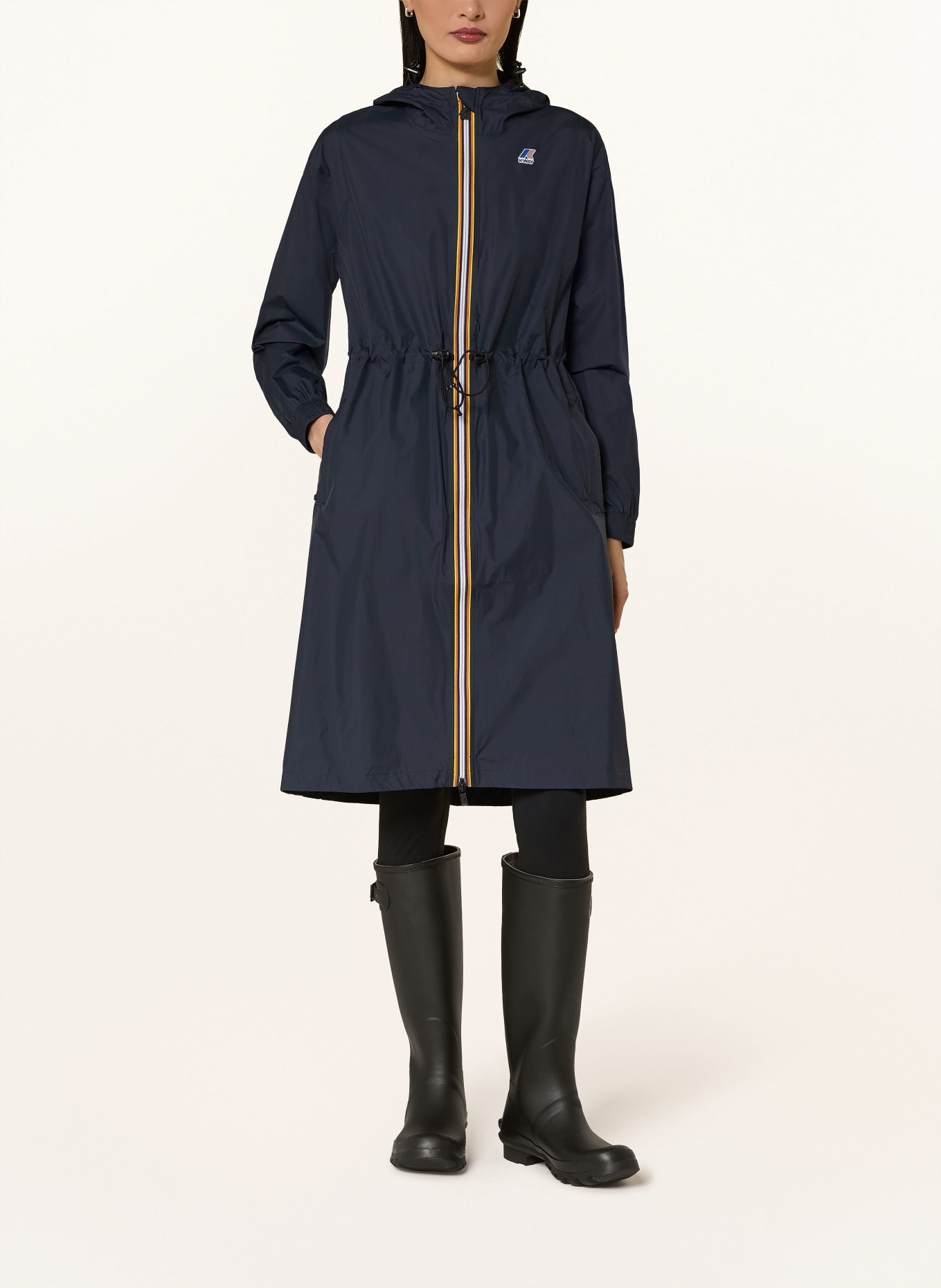 K-WAY Raincoat LE VRAI 4.0 DELIA: DARK BLUE / DARK ORANGE / YELLOW