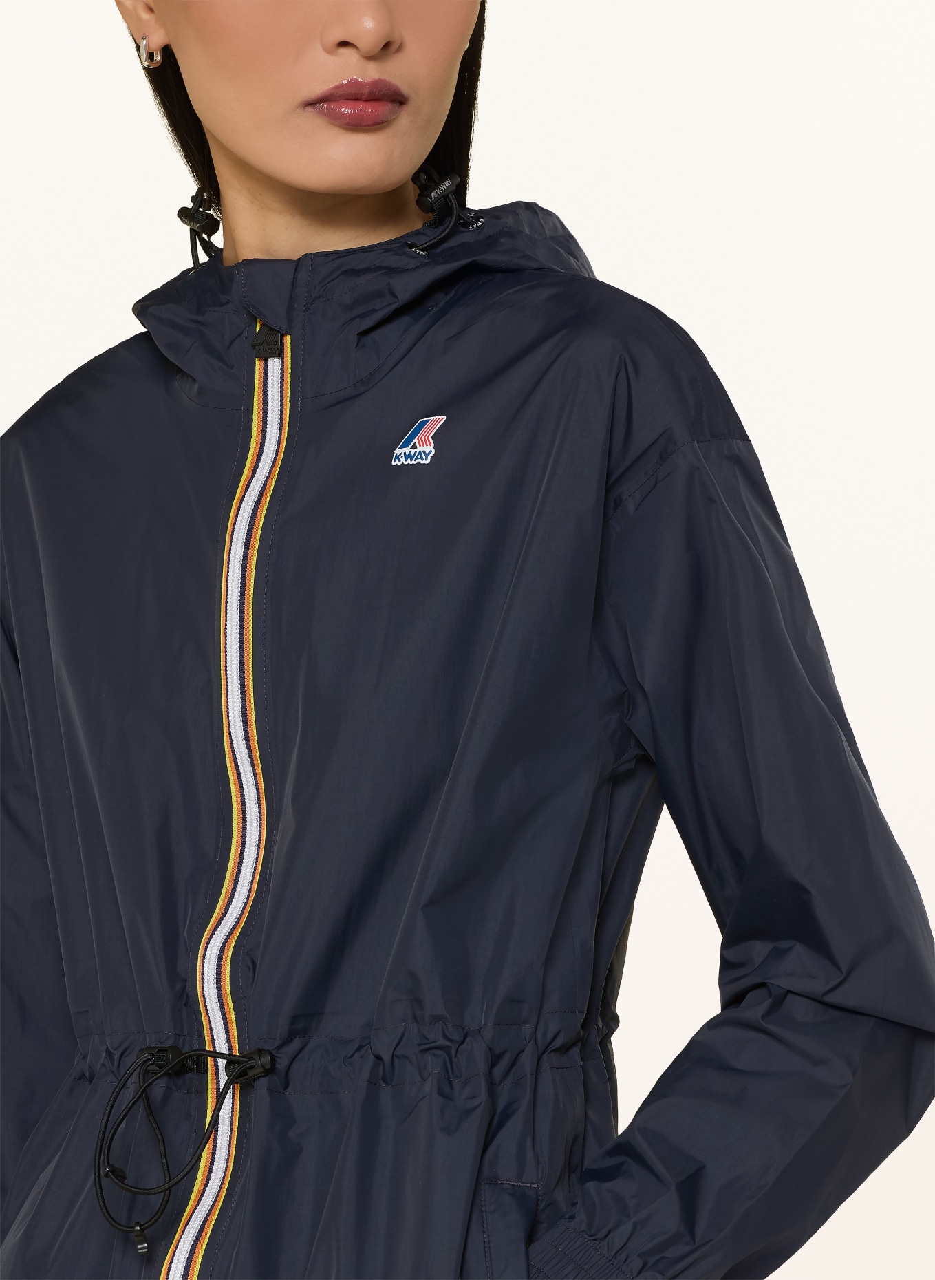 K-WAY Raincoat LE VRAI 4.0 DELIA: DARK BLUE / DARK ORANGE / YELLOW