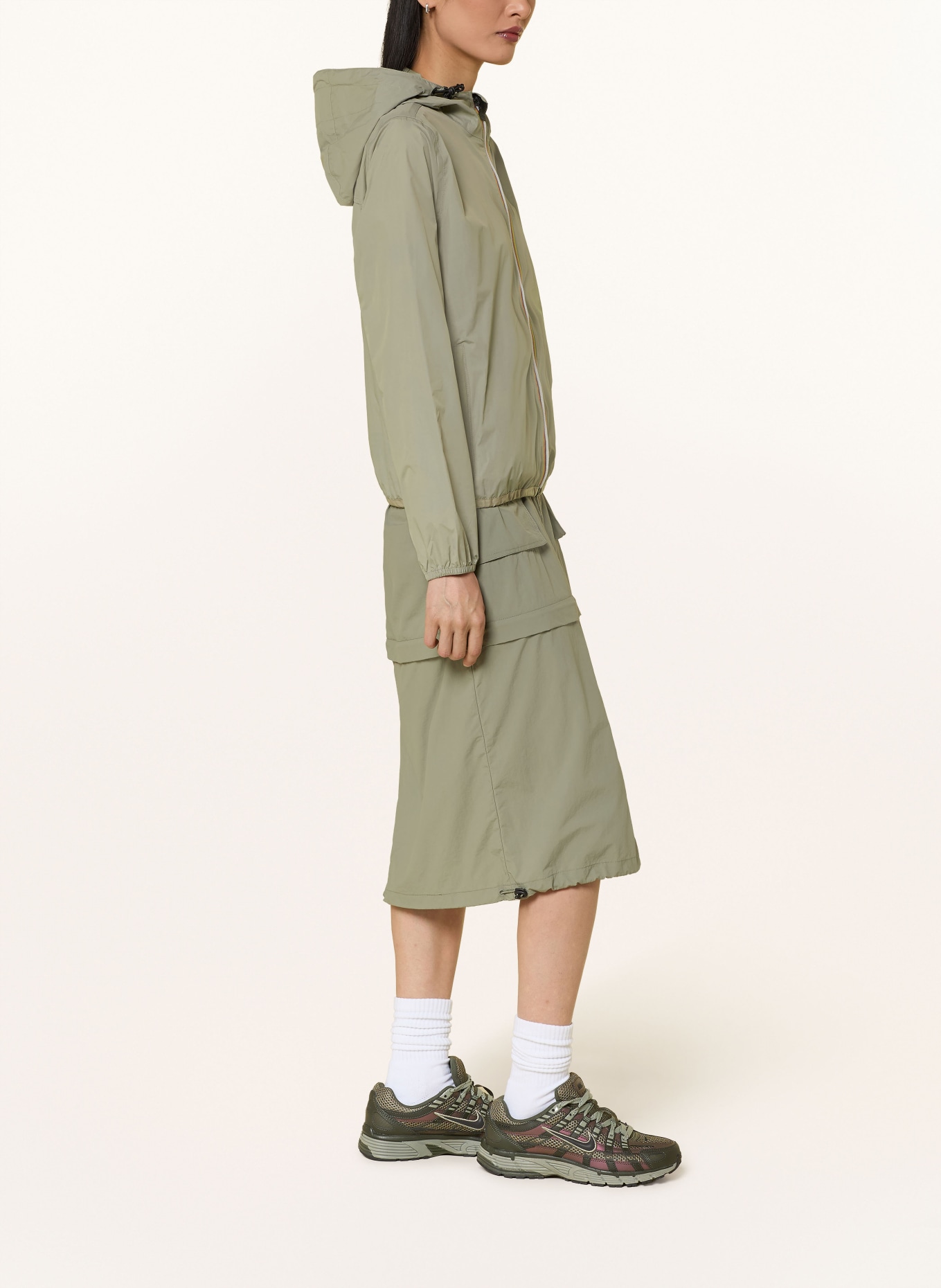 K-WAY Regenjacke LE VRAI 4.0 CLAUDETTE: OLIV / DUNKELORANGE / GELB