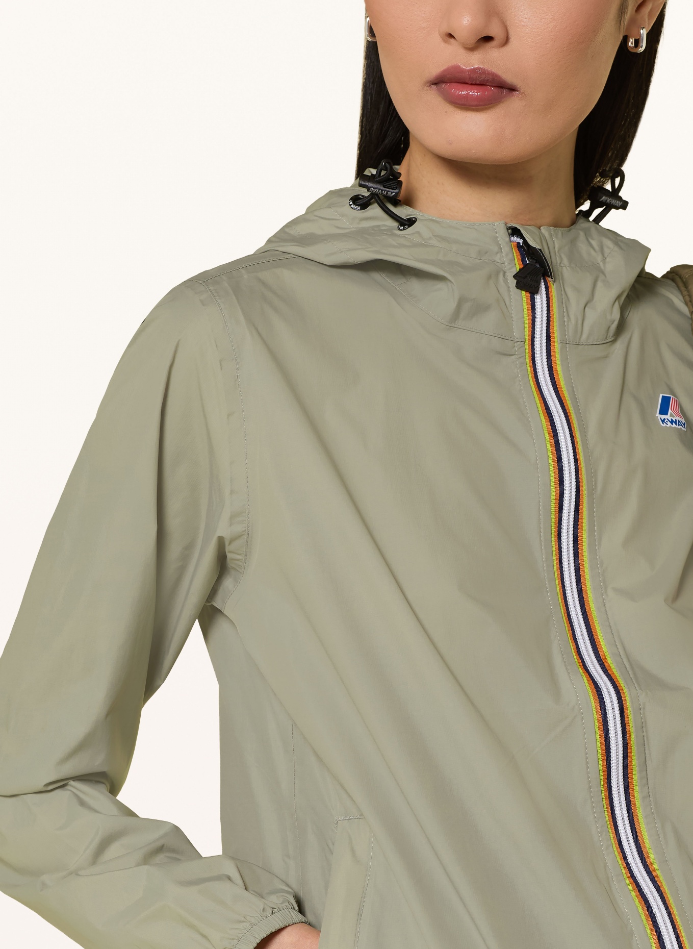 K-WAY Regenjacke LE VRAI 4.0 CLAUDETTE: OLIV / DUNKELORANGE / GELB