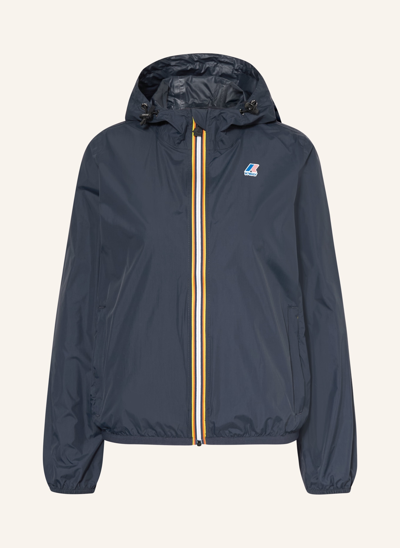 K-WAY LE VRAI 4.0 CLAUDETTE Rain Jacket: DARK BLUE / ORANGE / YELLOW