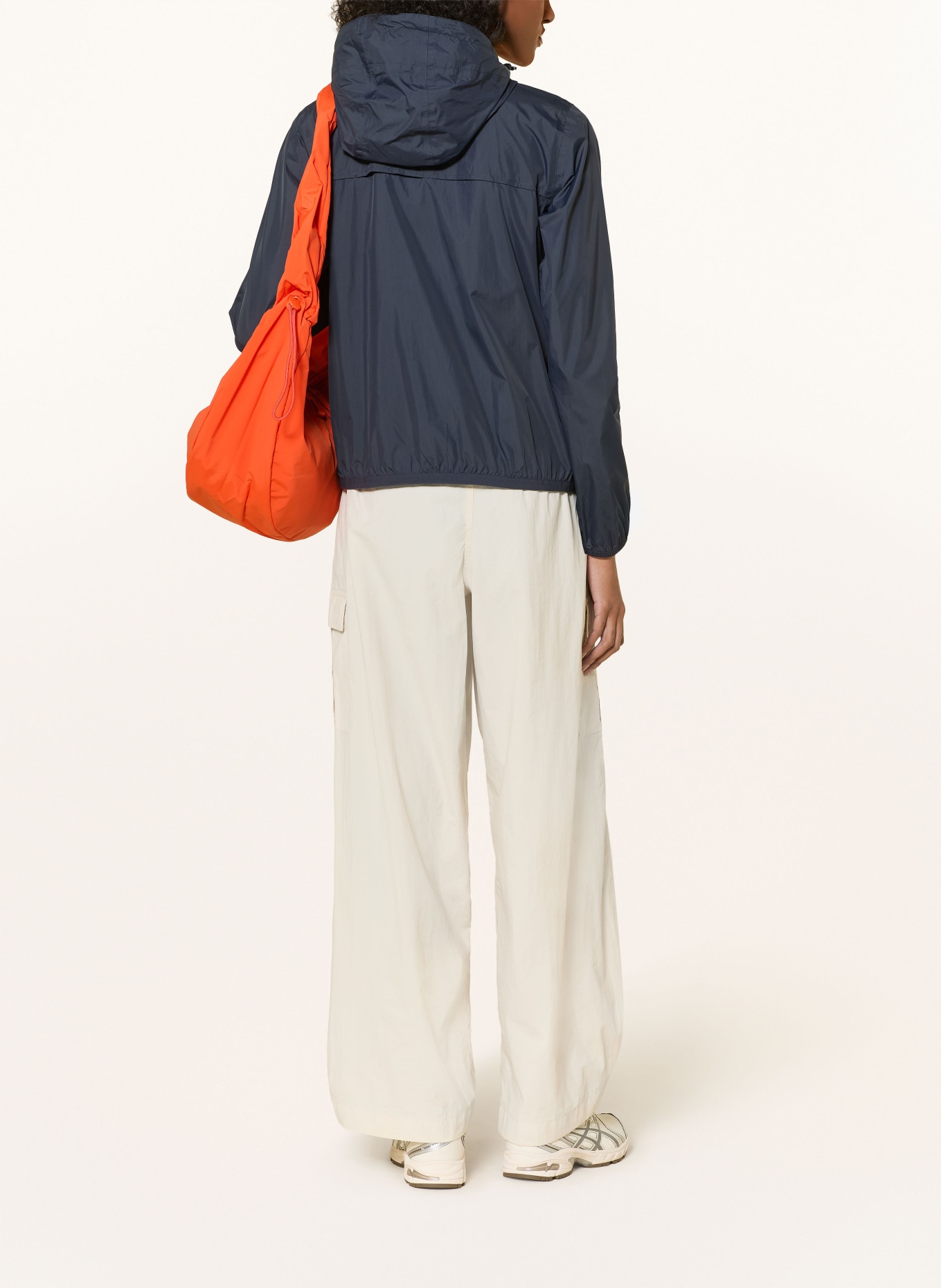 K-WAY LE VRAI 4.0 CLAUDETTE Rain Jacket: DARK BLUE / ORANGE / YELLOW