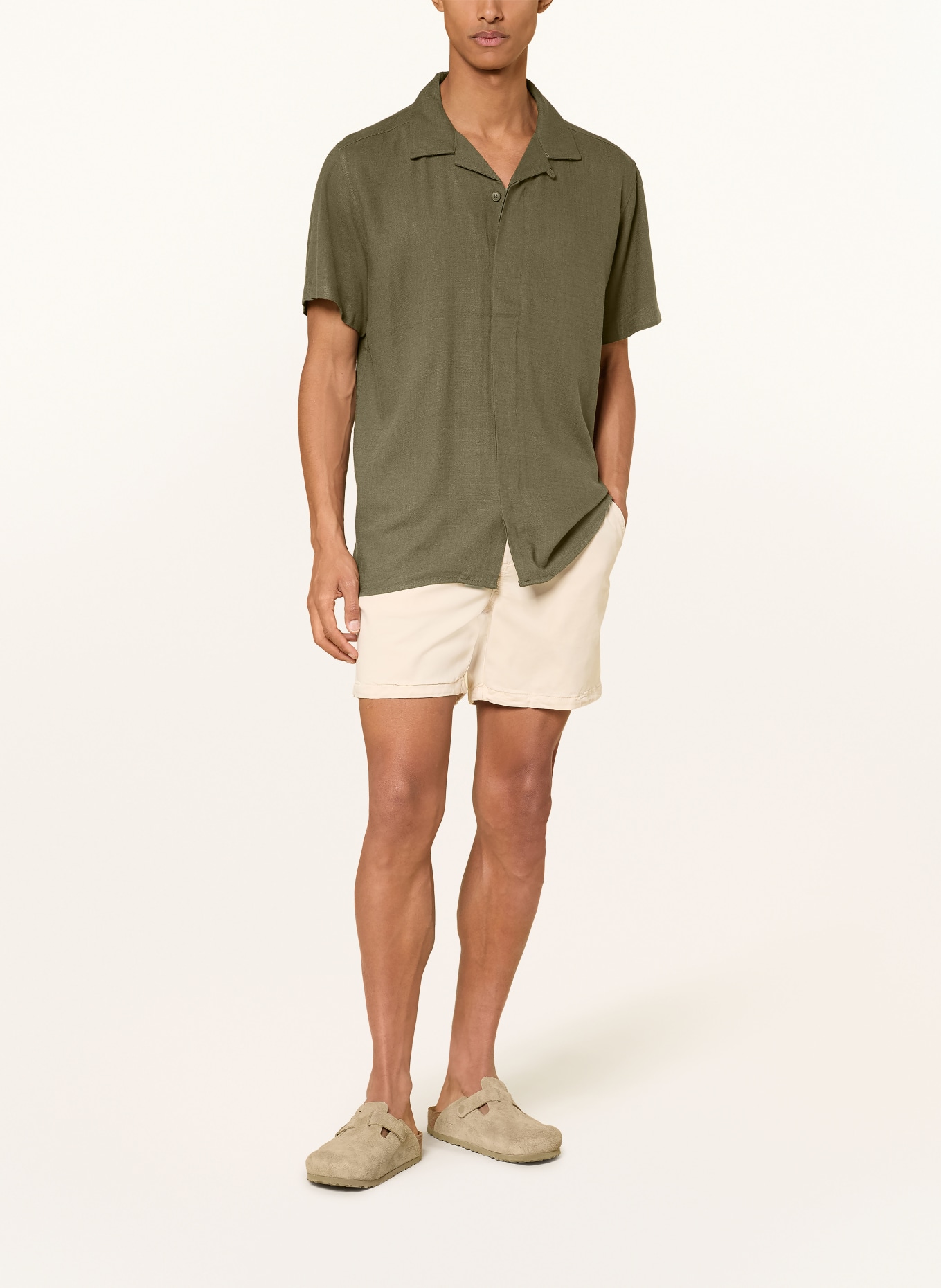 KnowledgeCotton Apparel Outdoor-skjorte MOSS Relaxed Fit: OLIVEN