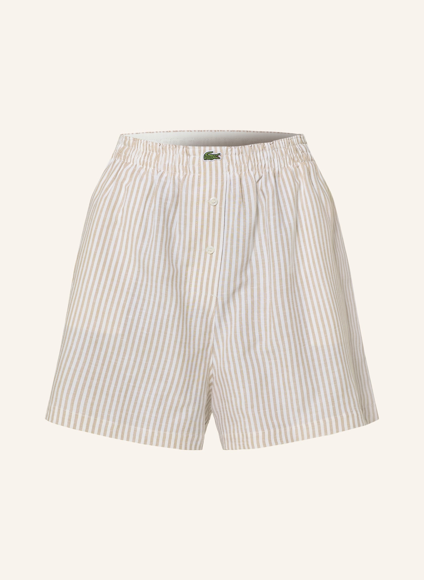 LACOSTE Short en lin: BEIGE / CRÈME