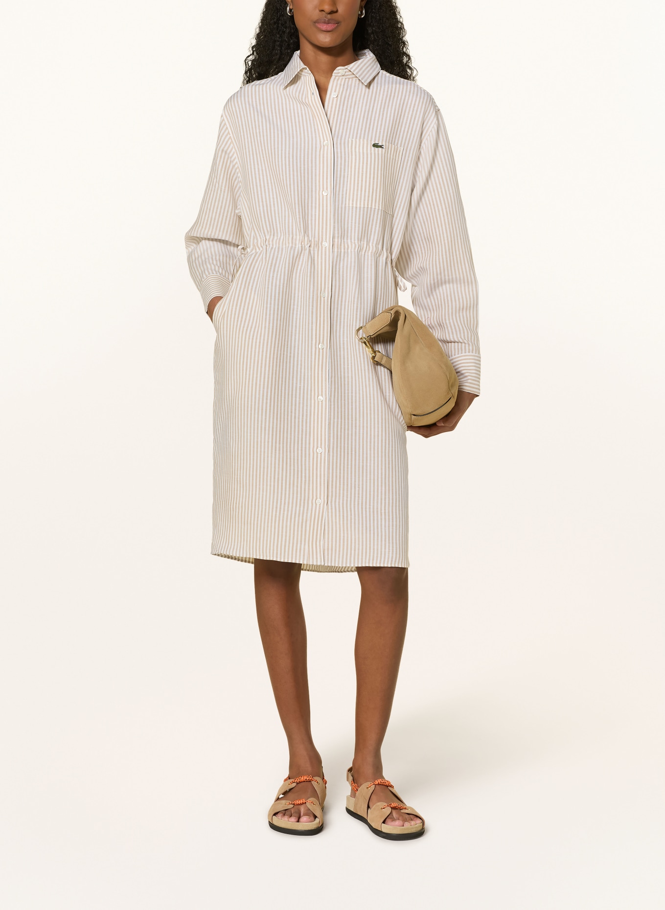 LACOSTE Rochie tip cămașă: BEJ / CREM