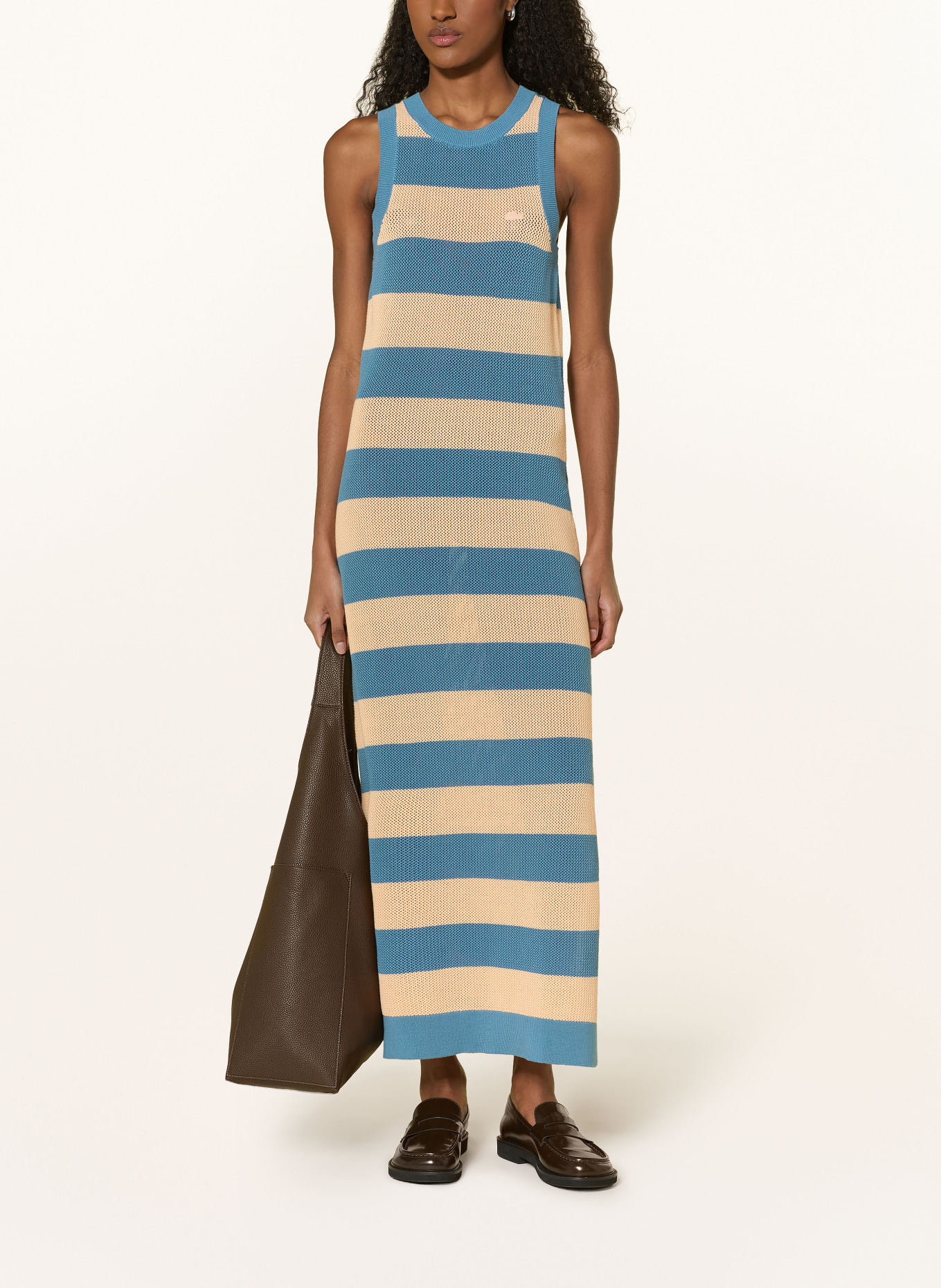 LACOSTE Knit dress: BLUE / LIGHT ORANGE