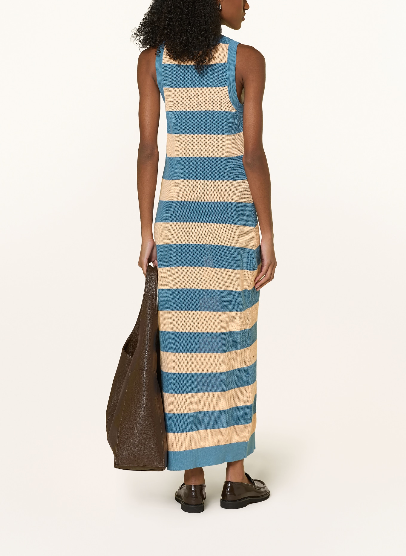 LACOSTE Knit dress: BLUE / LIGHT ORANGE