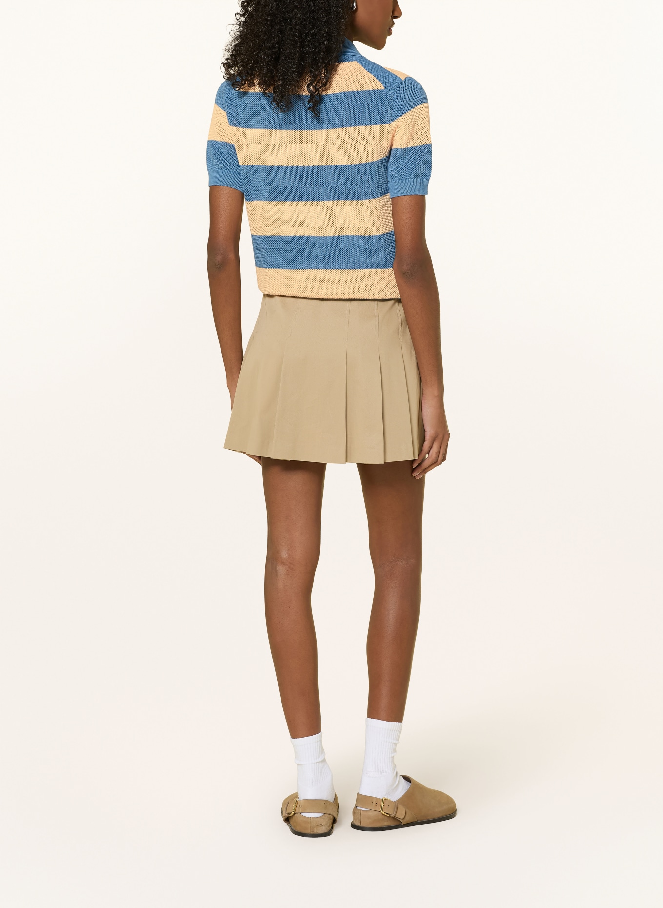 LACOSTE Knit polo shirt: BLUE / LIGHT ORANGE