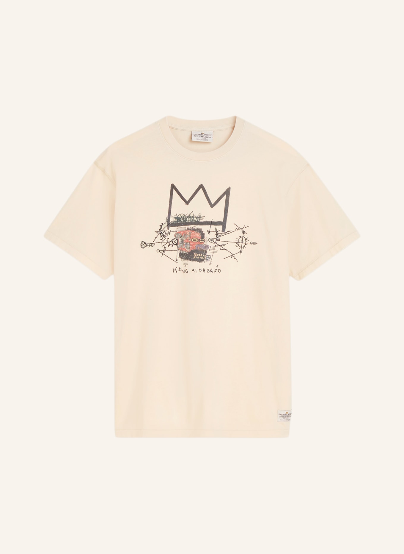 SCOTCH & SODA Koszulka BASQUIAT ARTWORK: BEŻOWY / CIEMNOCZERWONY / CZARNY