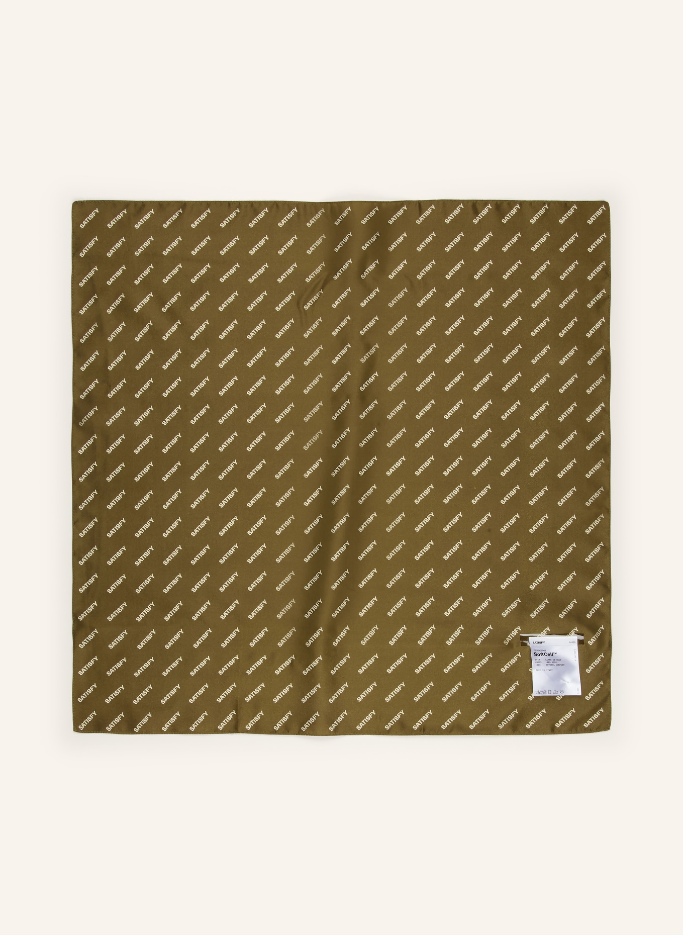 SATISFY Silk scarf: OLIVE / BEIGE