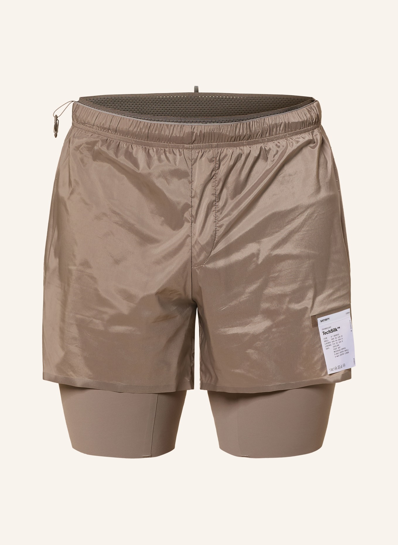SATISFY 2-in-1-Laufshorts TECHSILK™ 8": BEIGE