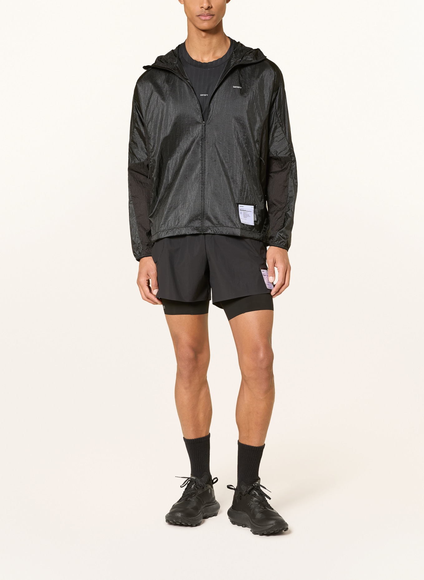 SATISFY 2-i-1-löparshorts RIPPY™ CORDURA: SVART