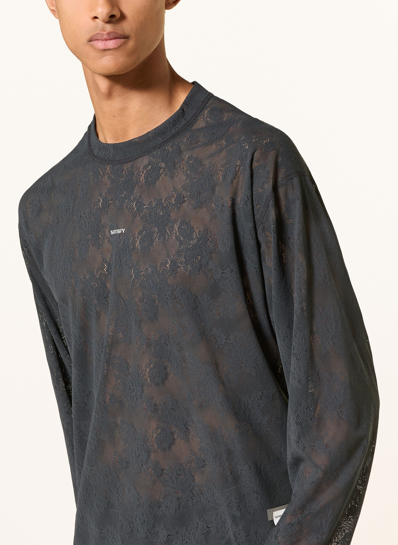 SATISFY Laufshirt SPACE-LACE™ aus Spitze: SCHWARZ