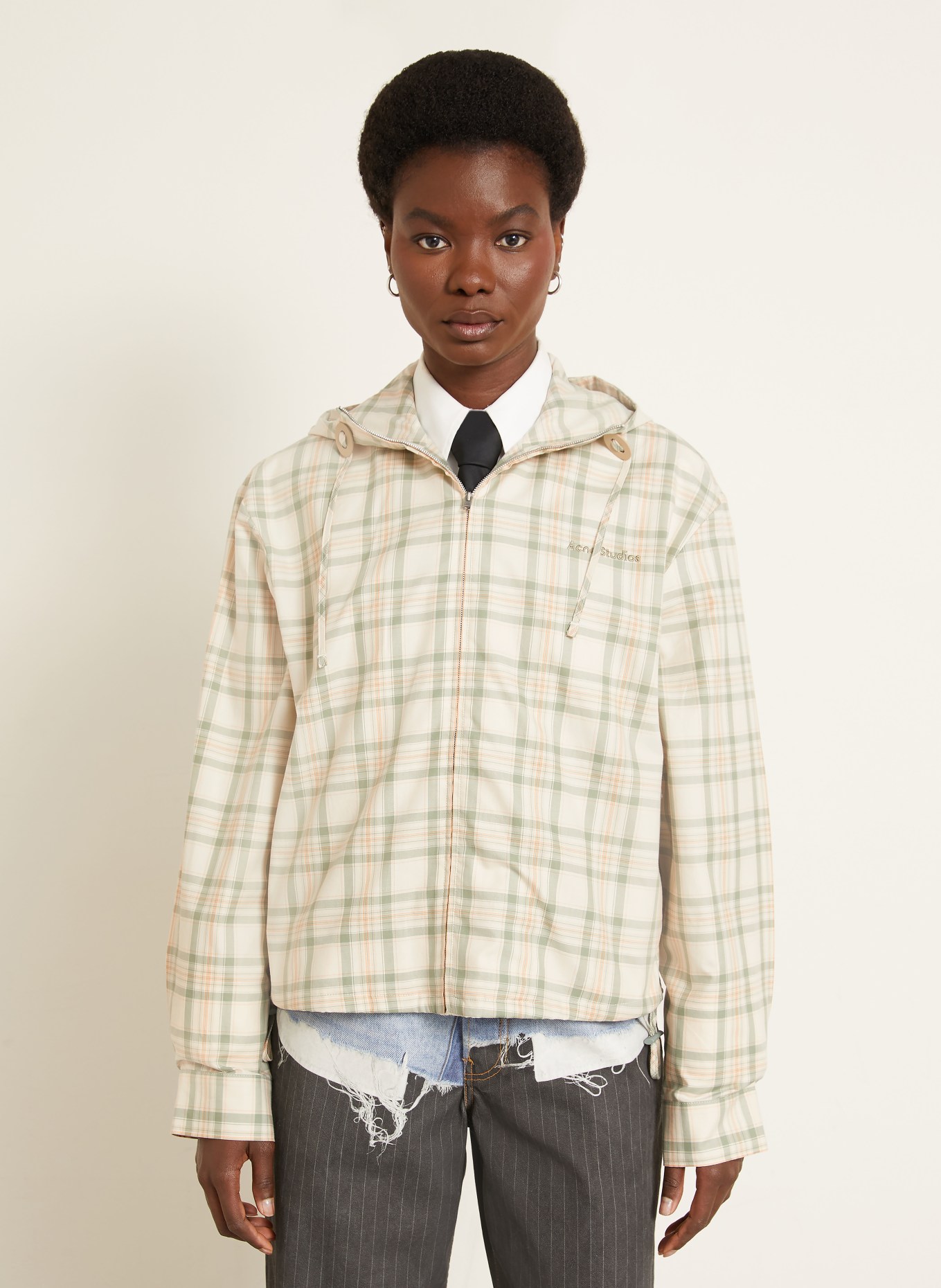 Acne Studios Overjacket: CREAM / ORANGE / GREEN