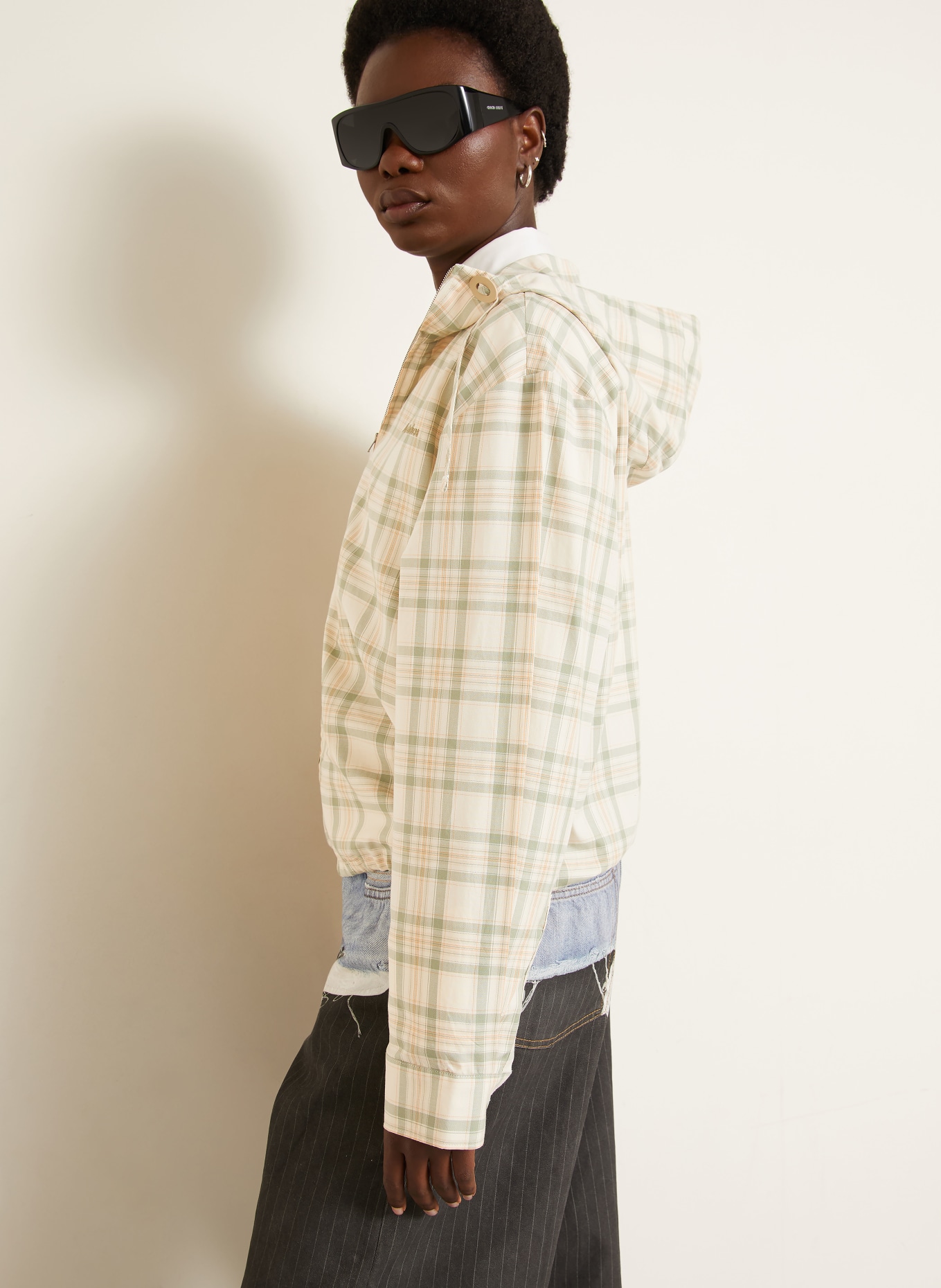 Acne Studios Overjacket: CREAM / ORANGE / GREEN