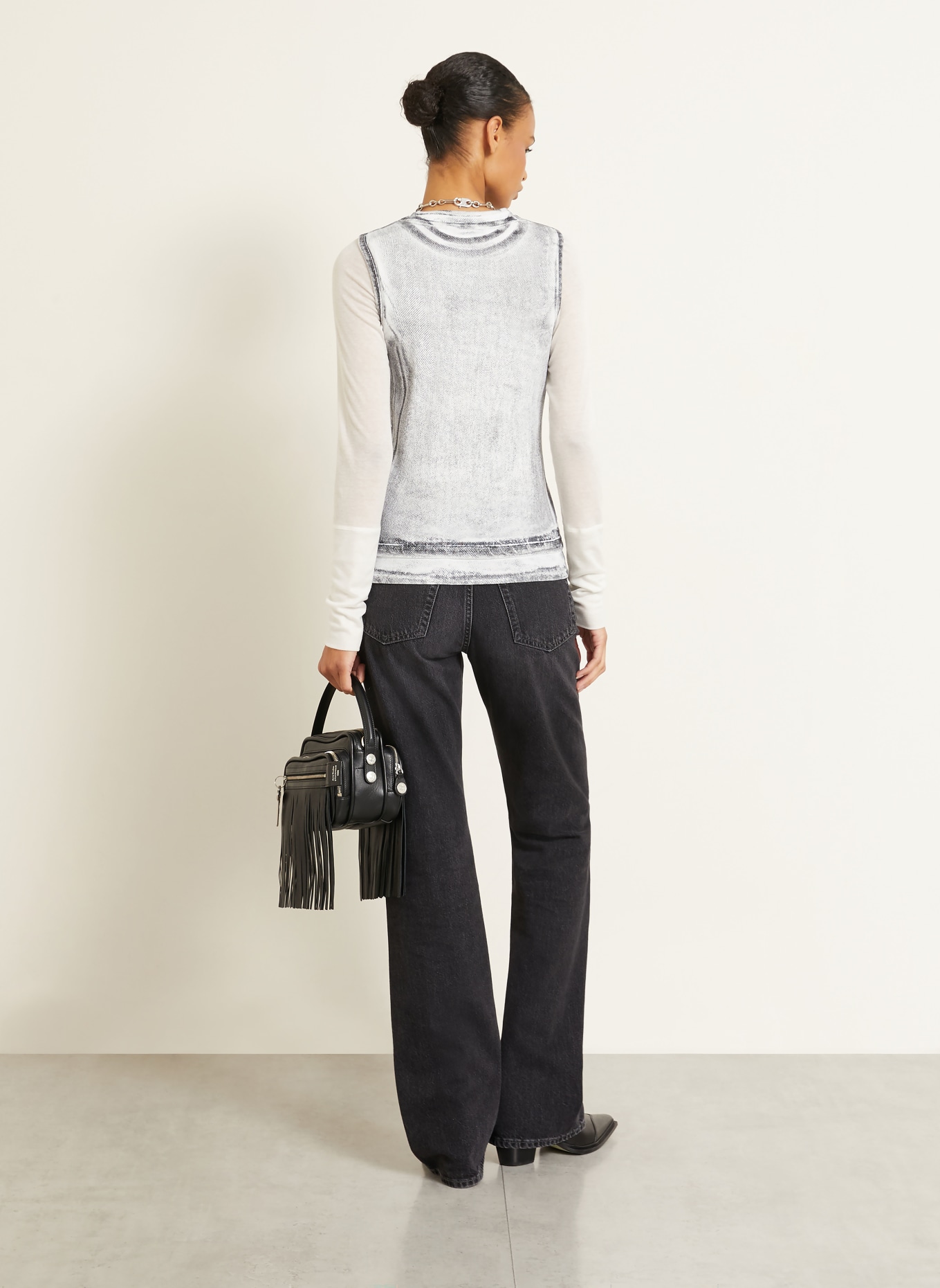 Acne Studios Top: HVID / GRÅ / SORT