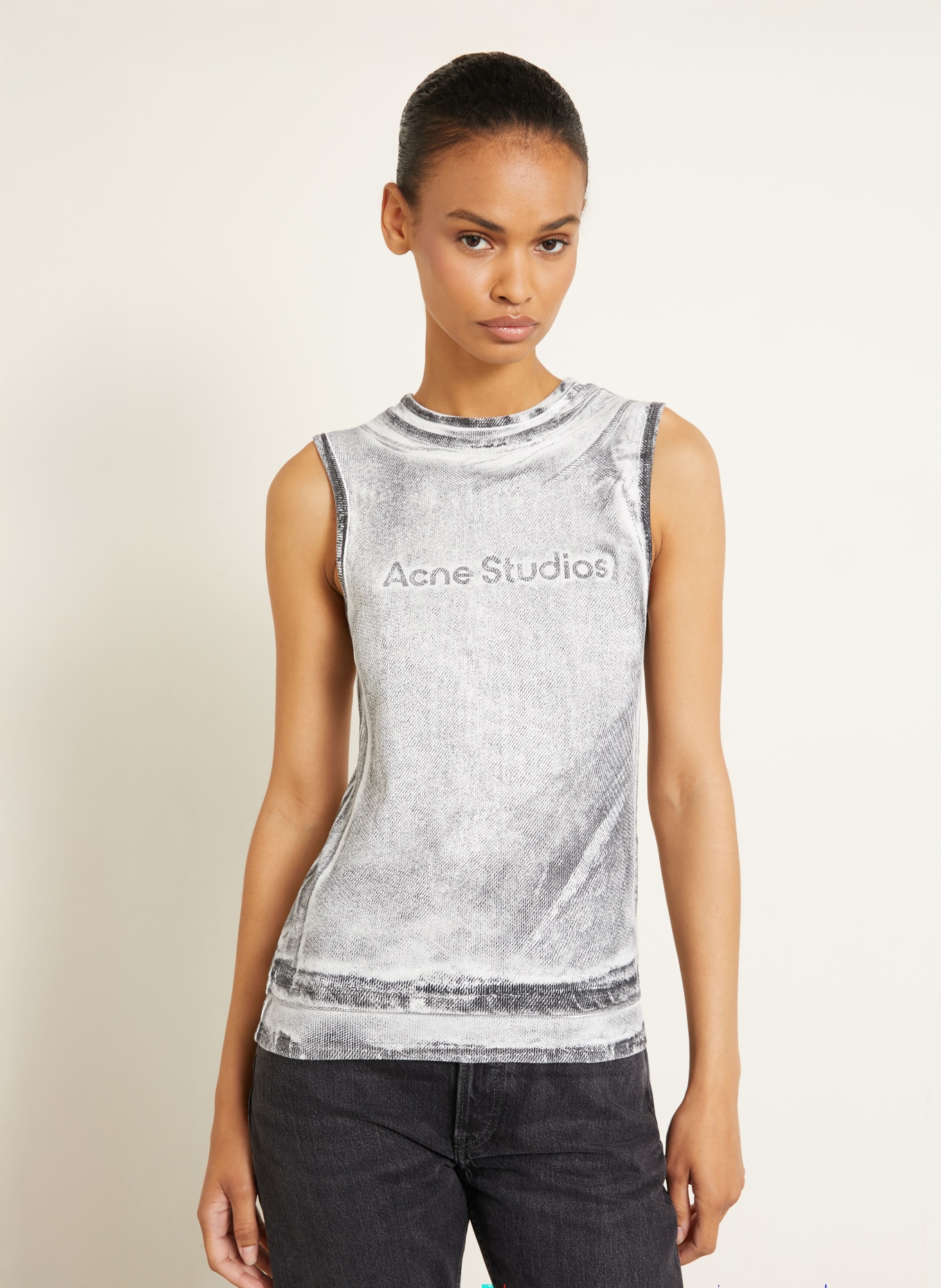 Acne Studios Top: HVID / GRÅ / SORT